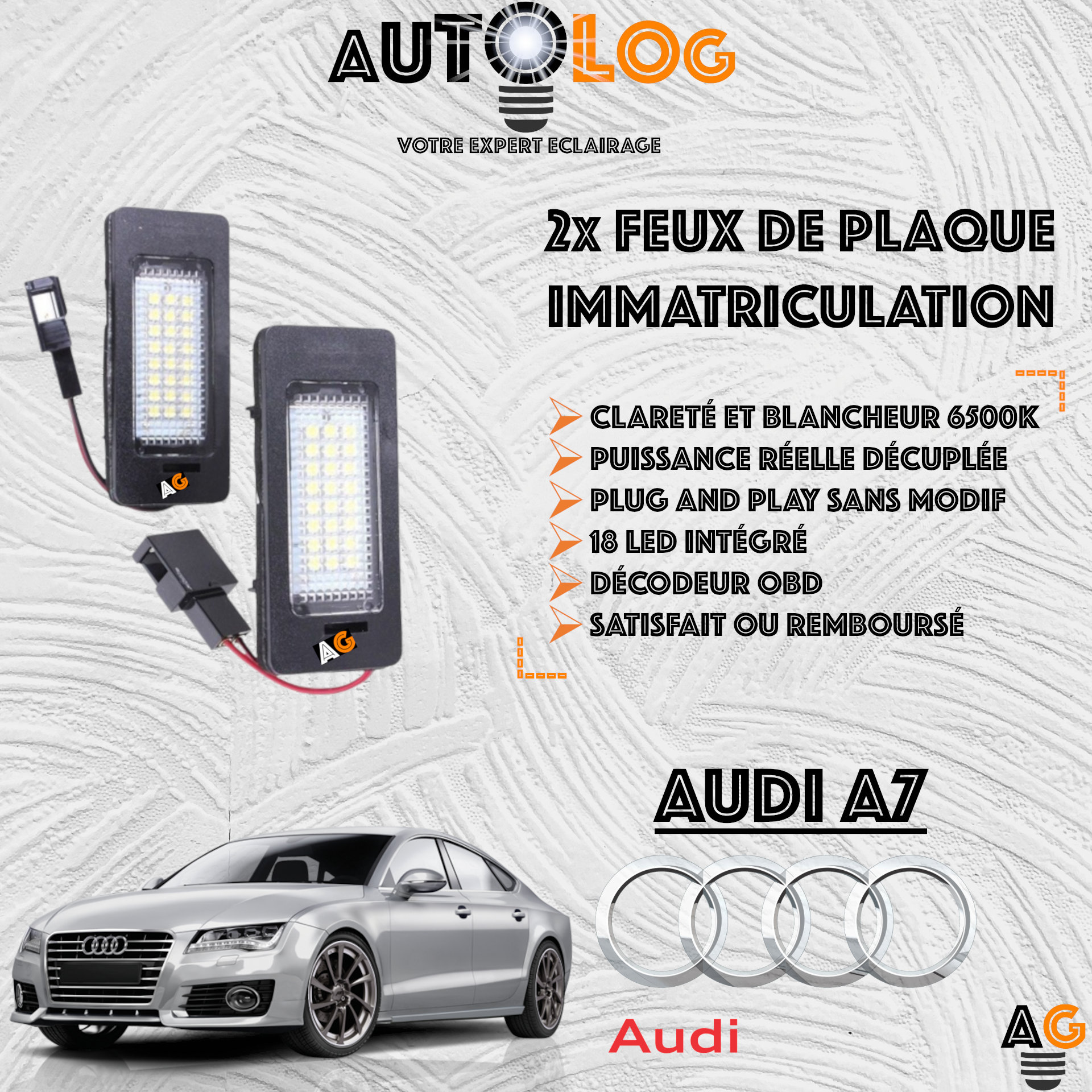 2x Feux de plaque d'immatriculation LED Audi A7