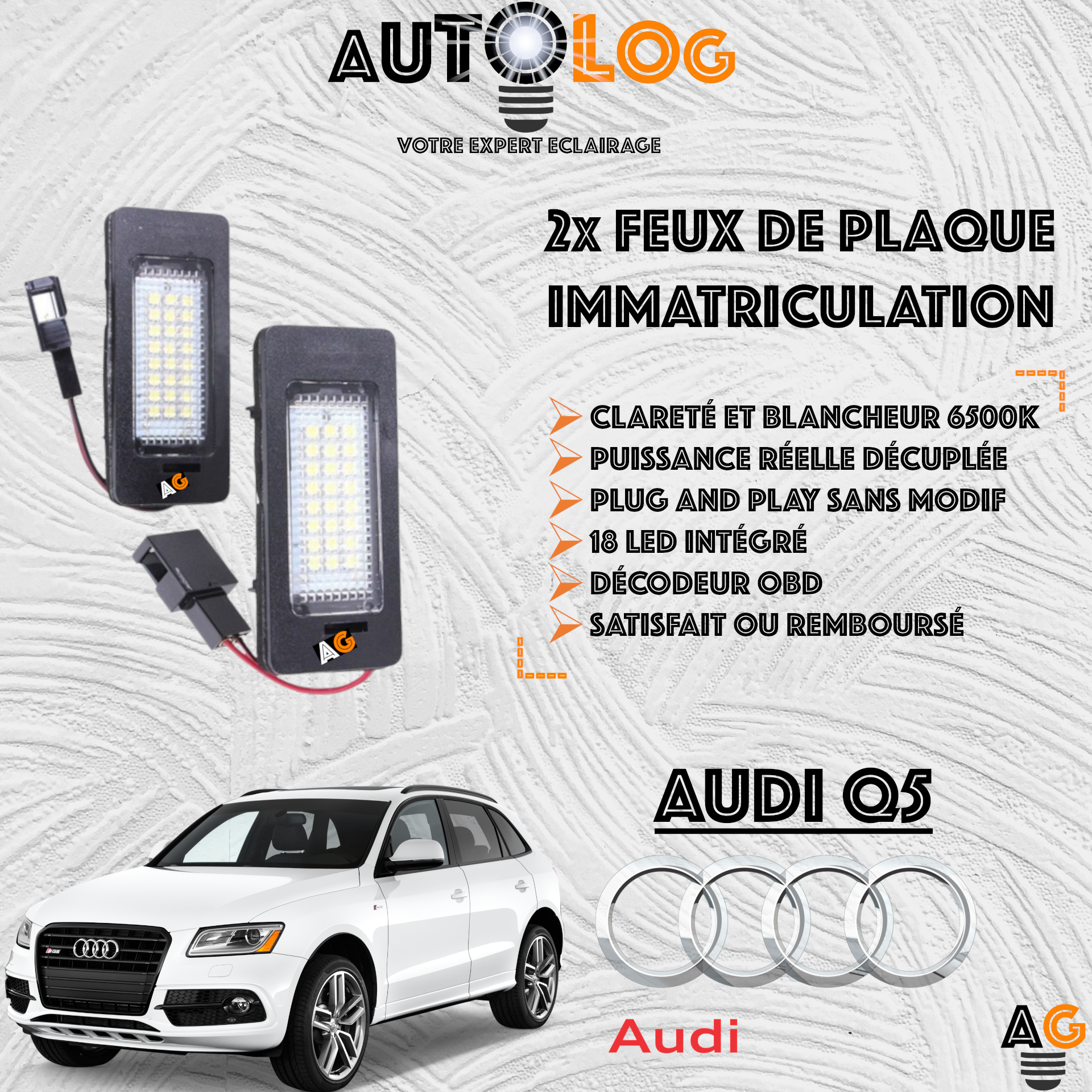 2x Feux de plaque d'immatriculation LED Audi Q5