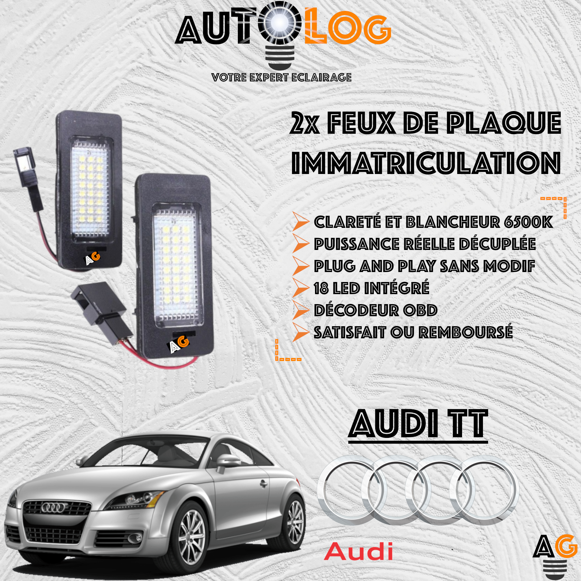 2x Feux de plaque d'immatriculation LED Audi TT