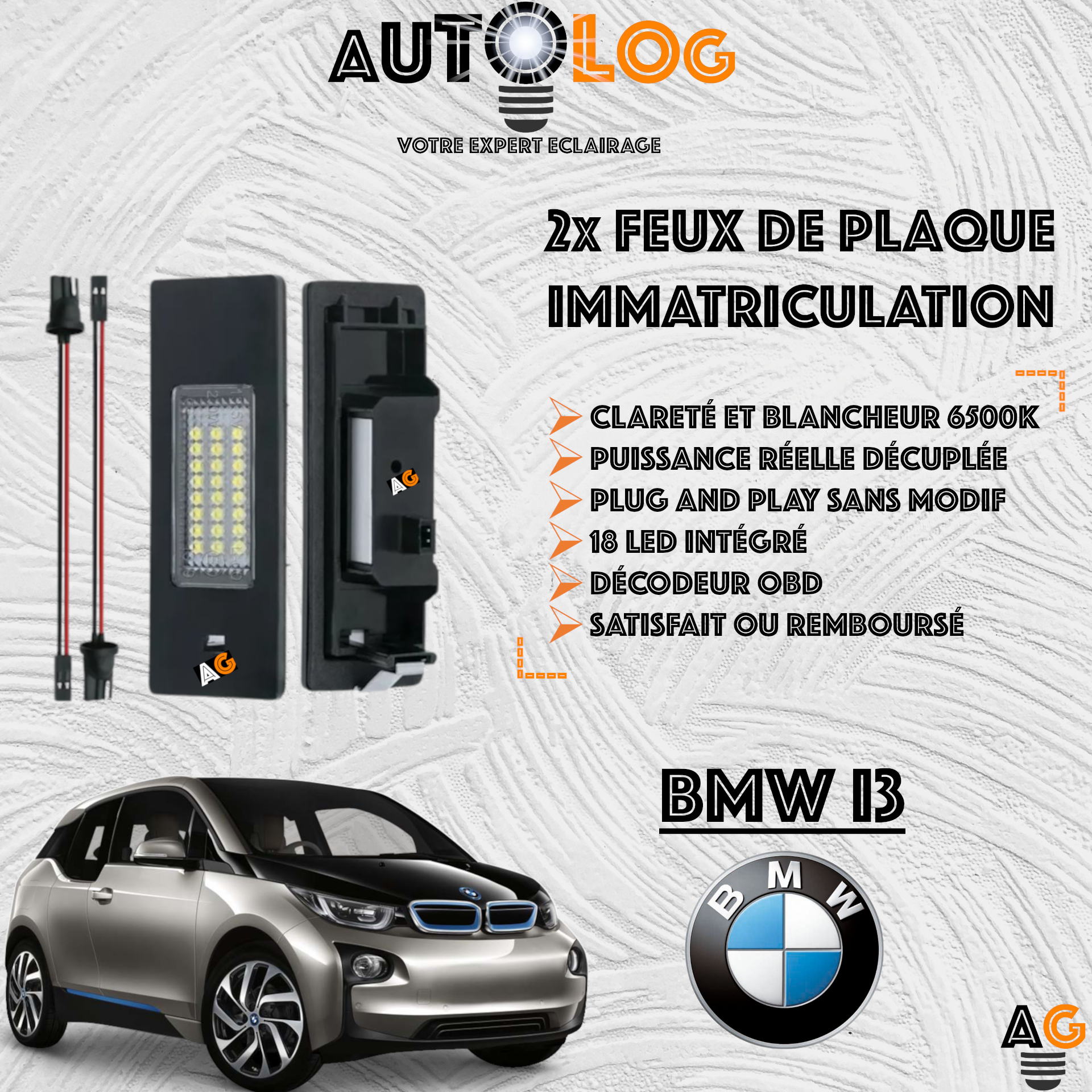 2x Feux de plaque d'immatriculation LED BMW I3