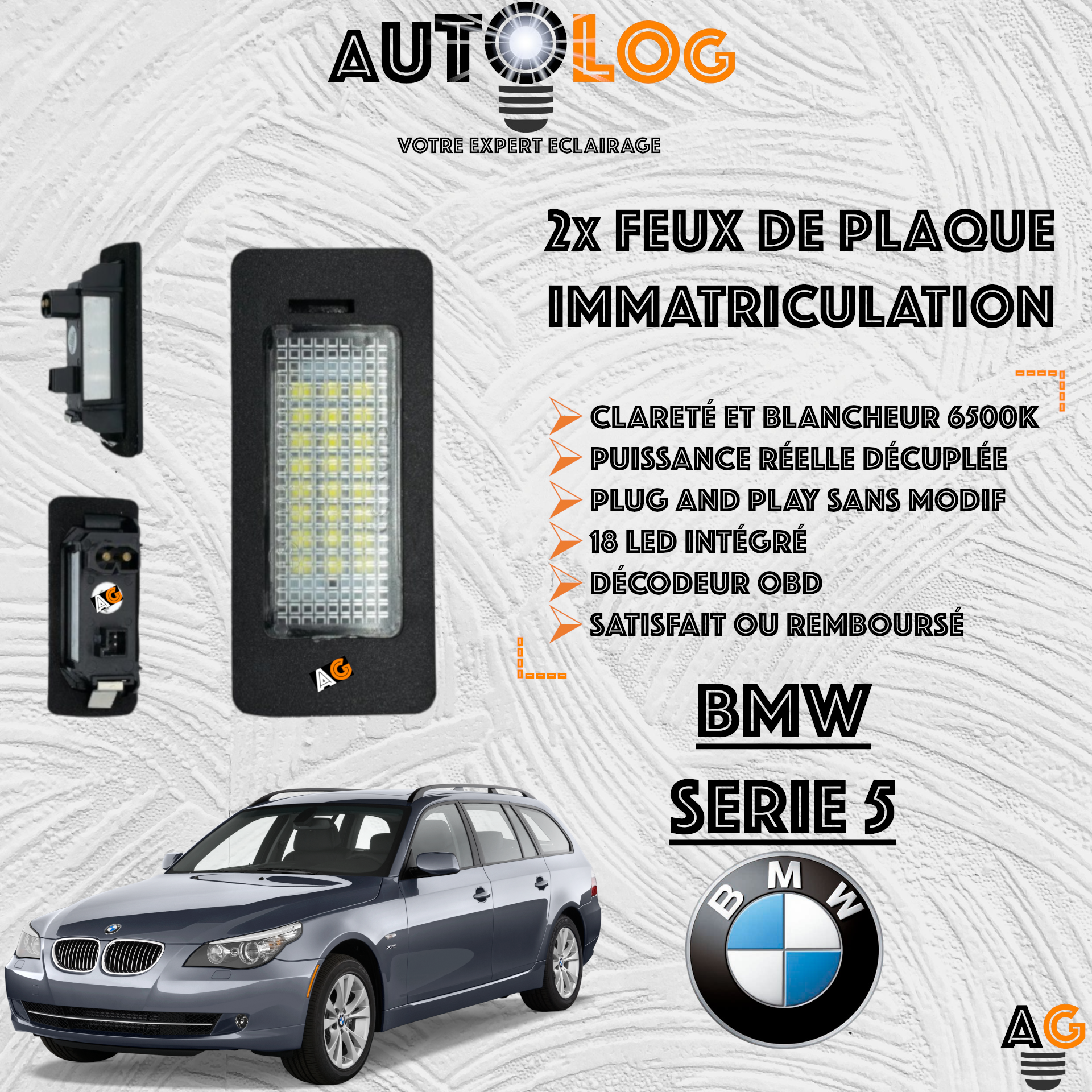 2x Feux de plaque d'immatriculation LED BMW Serie 5 E61