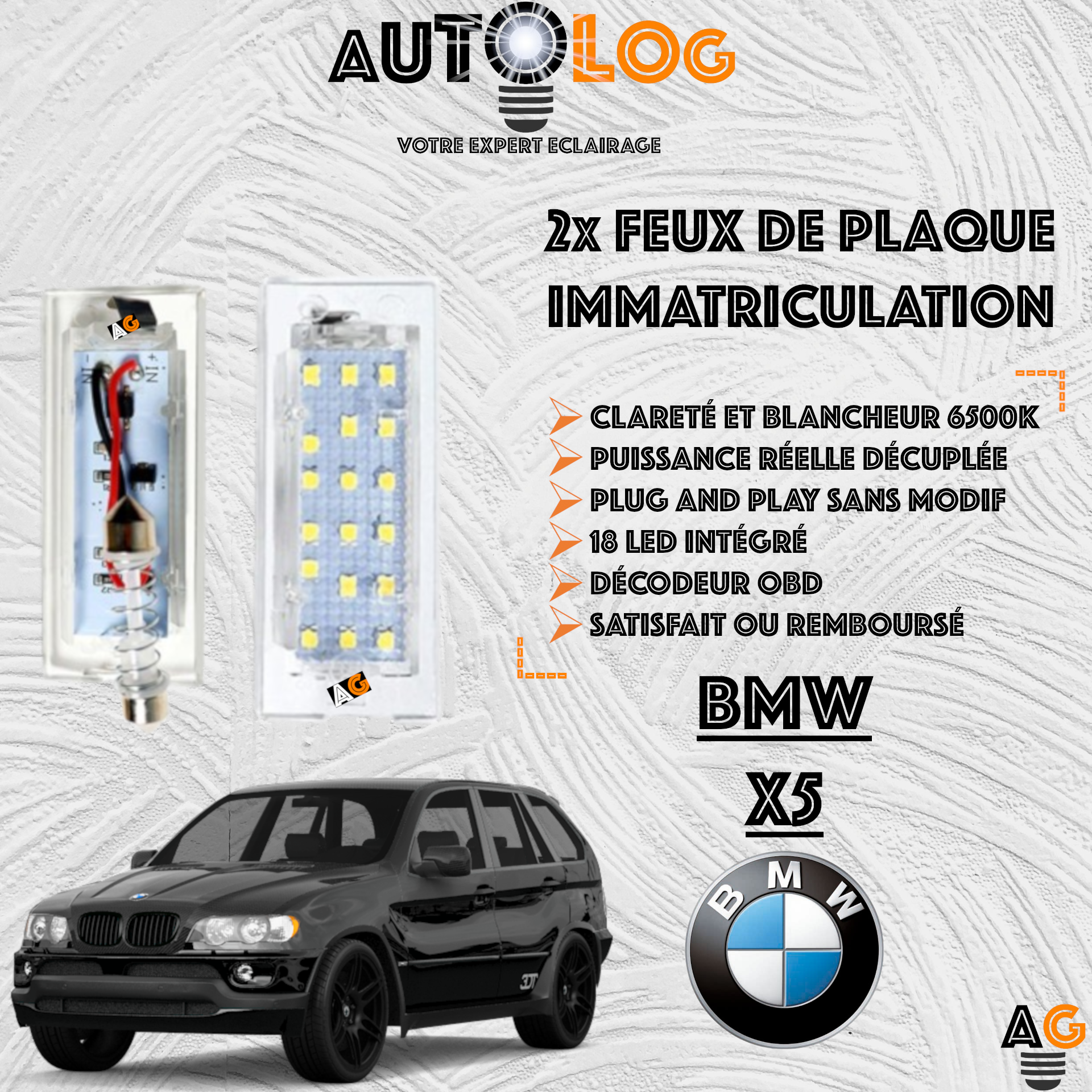 2x Feux de plaque d'immatriculation LED BMW X5 E53