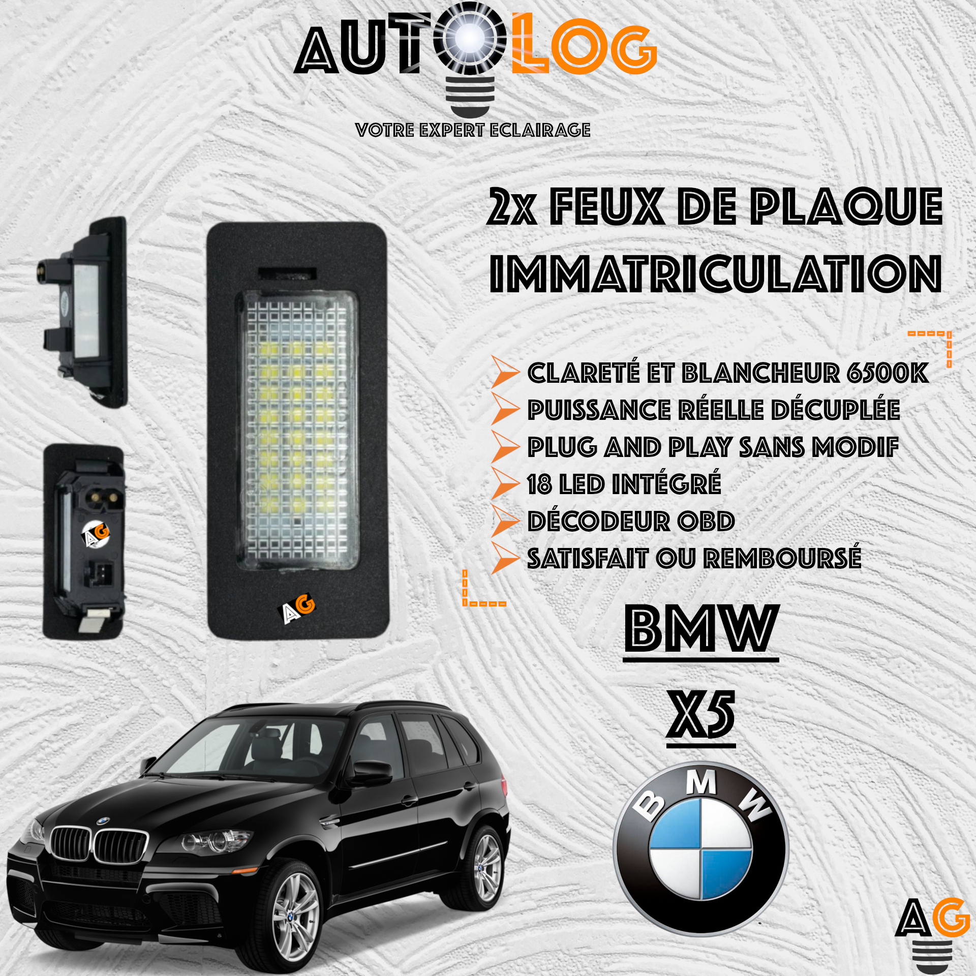 2x Feux de plaque d'immatriculation LED BMW X5 E70