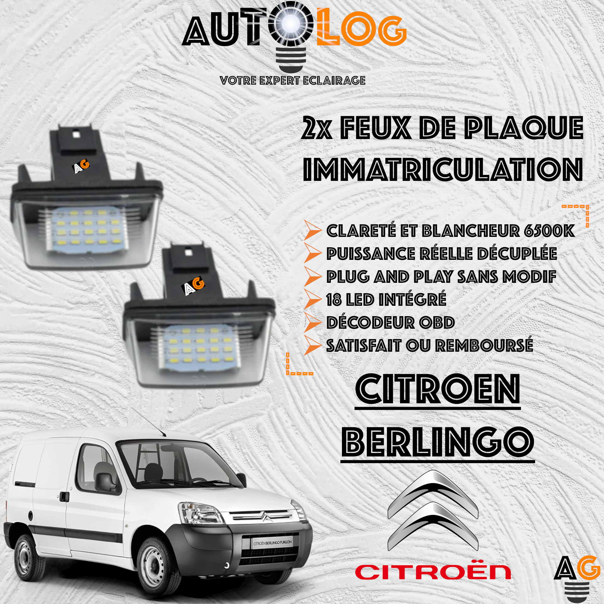 Feux Plaque d'immatriculation LED CITROËN BERLINGO II