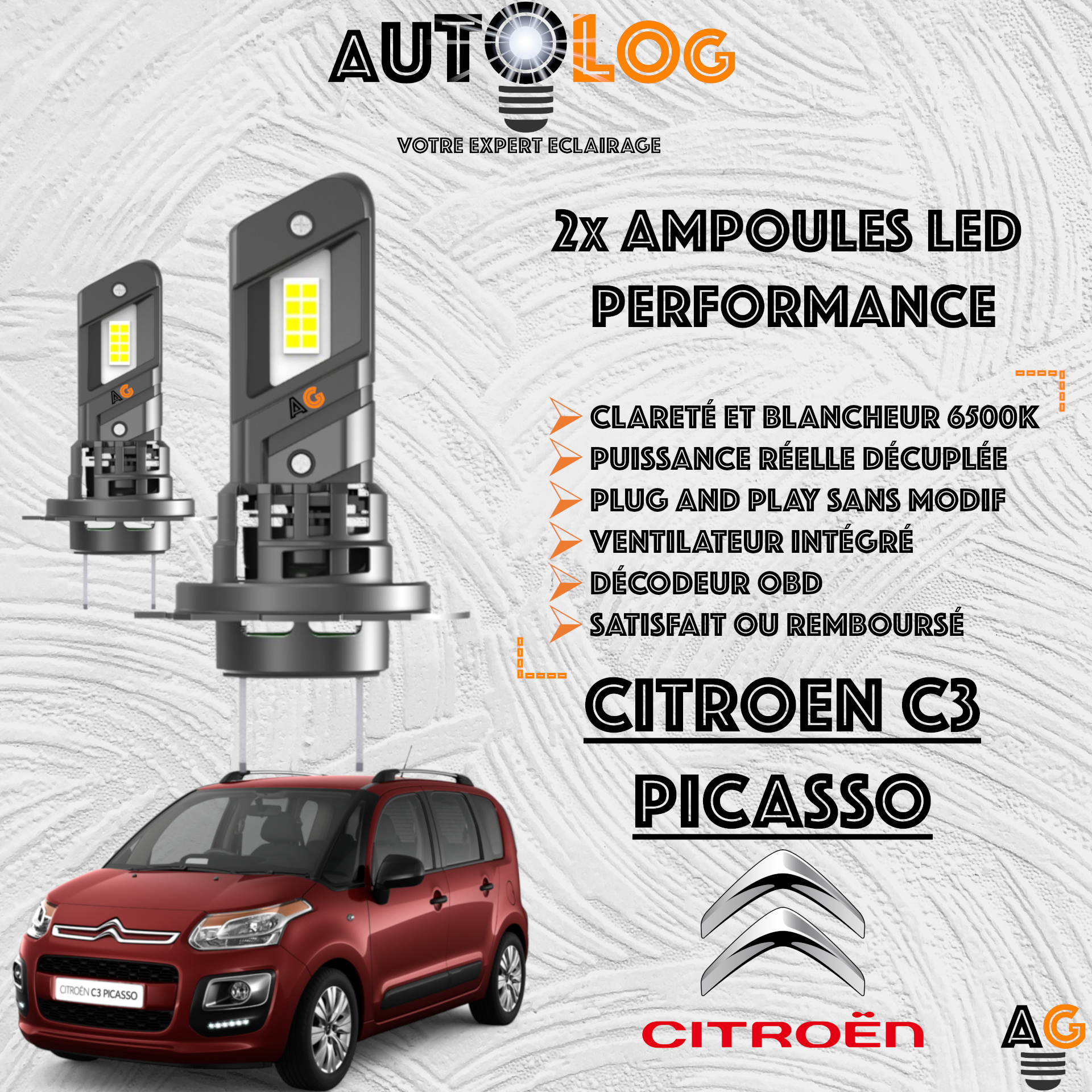 KIT AMPOULE LED CITROEN C3 PICASSO