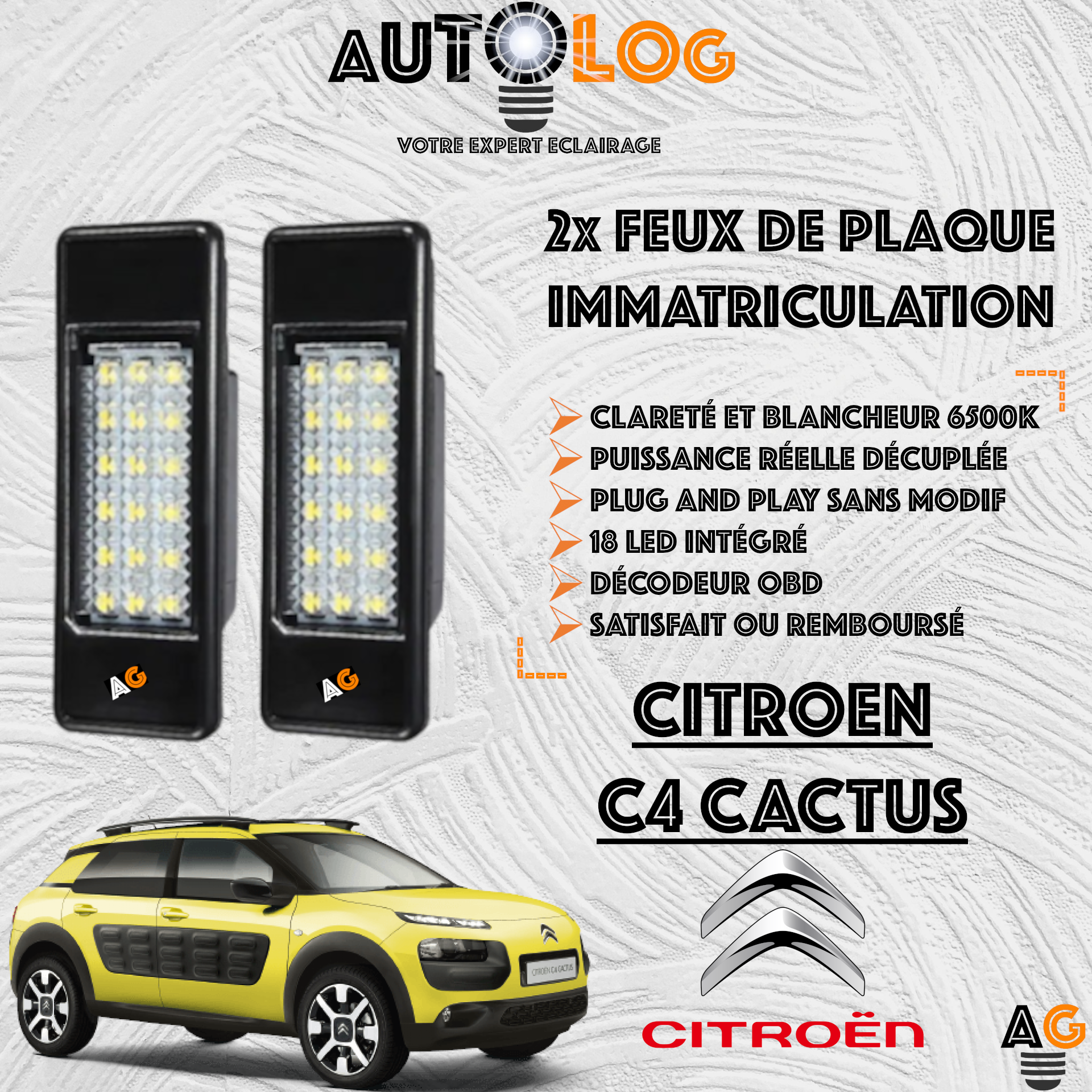 Feux Plaque d'immatriculation LED CITROËN C4 CACTUS