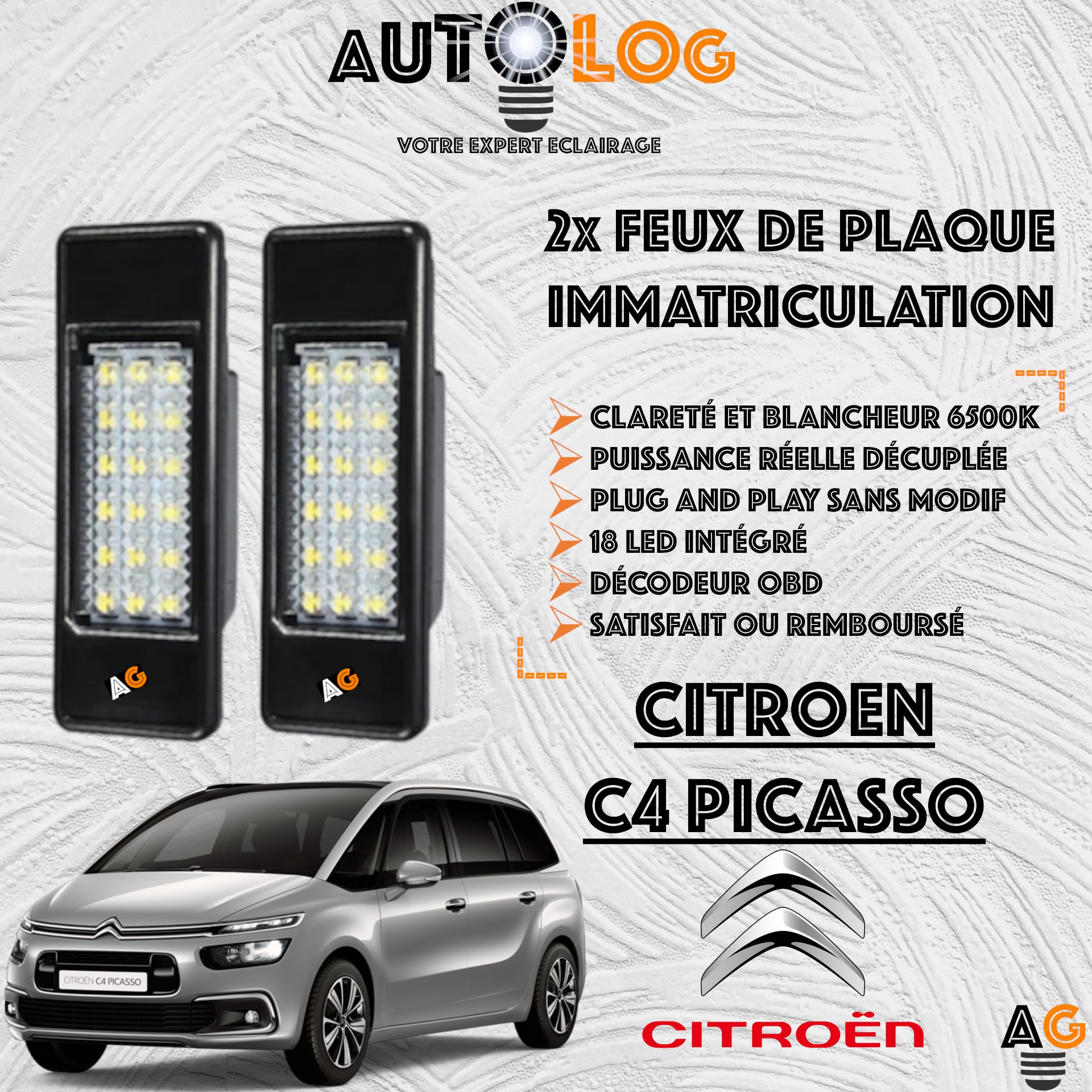Feux Plaque d'immatriculation LED CITROËN C4 PICASSO II