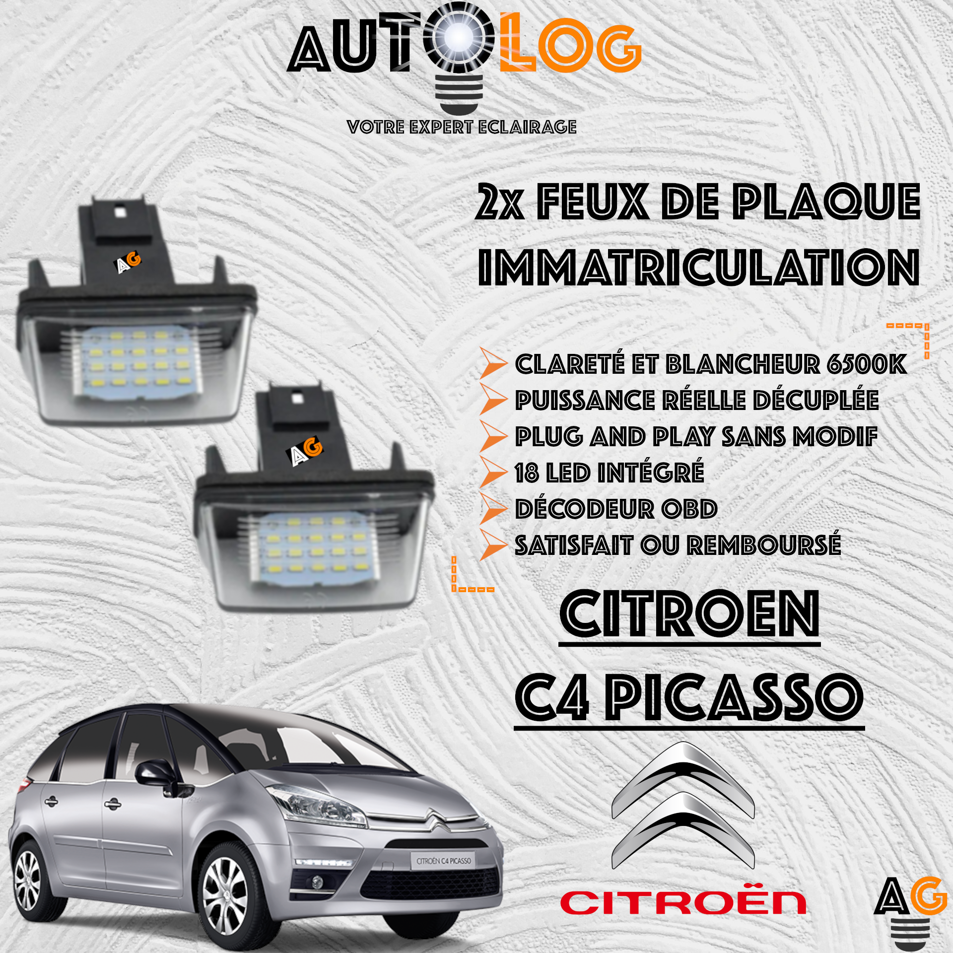 Feux Plaque d'immatriculation LED CITROËN C4 PICASSO