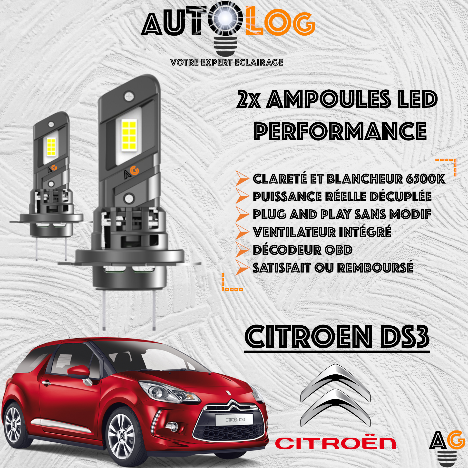 KIT AMPOULE LED CITROEN DS3