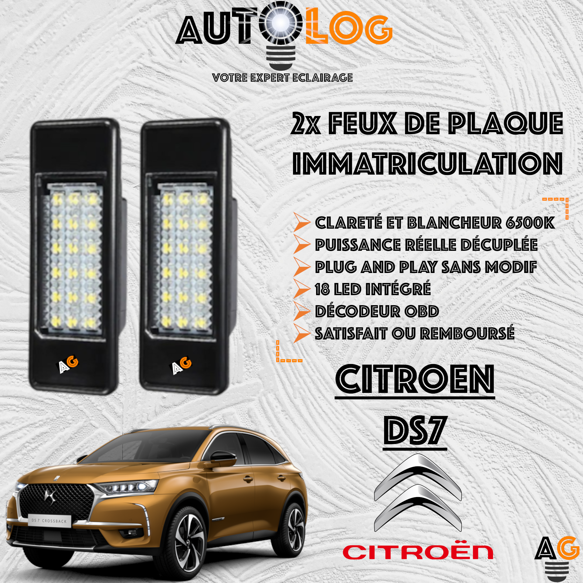 Feux Plaque d'immatriculation LED CITROËN DS7