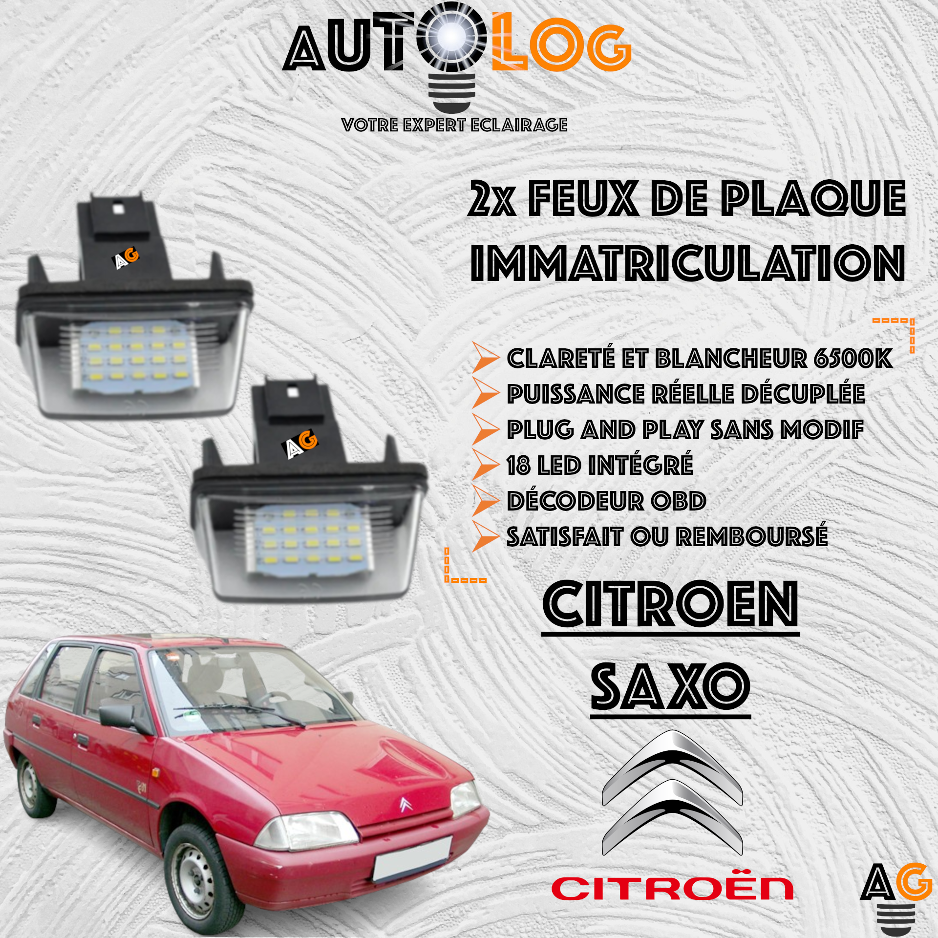 Feux Plaque d'immatriculation LED CITROËN SAXO I