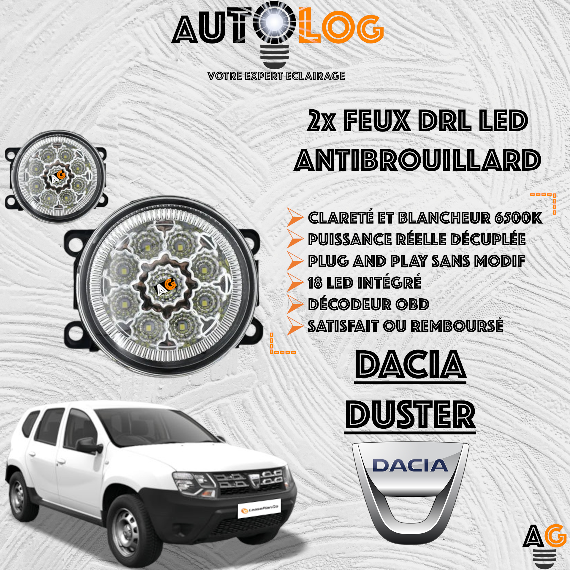 2x MODULES ANTIBROUILLARD LED DACIA DUSTER