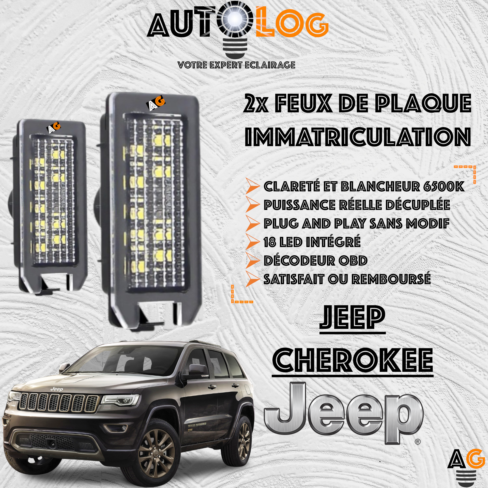 2x Feux de plaque d'immatriculation LED Jeep Grand Cherokee