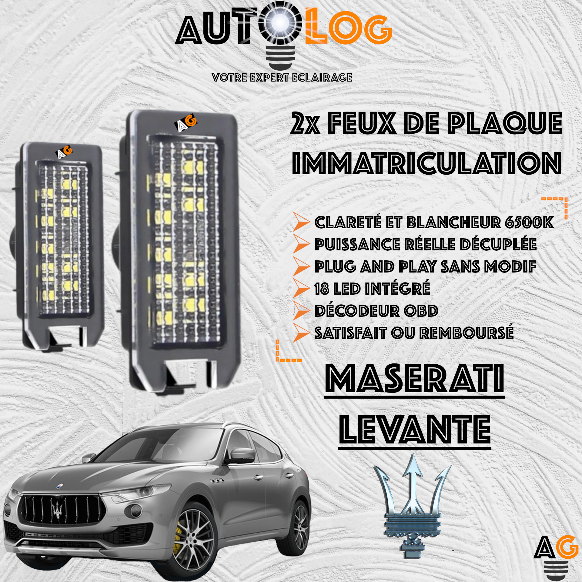 2x Feux de plaque d'immatriculation LED Maserati Levante