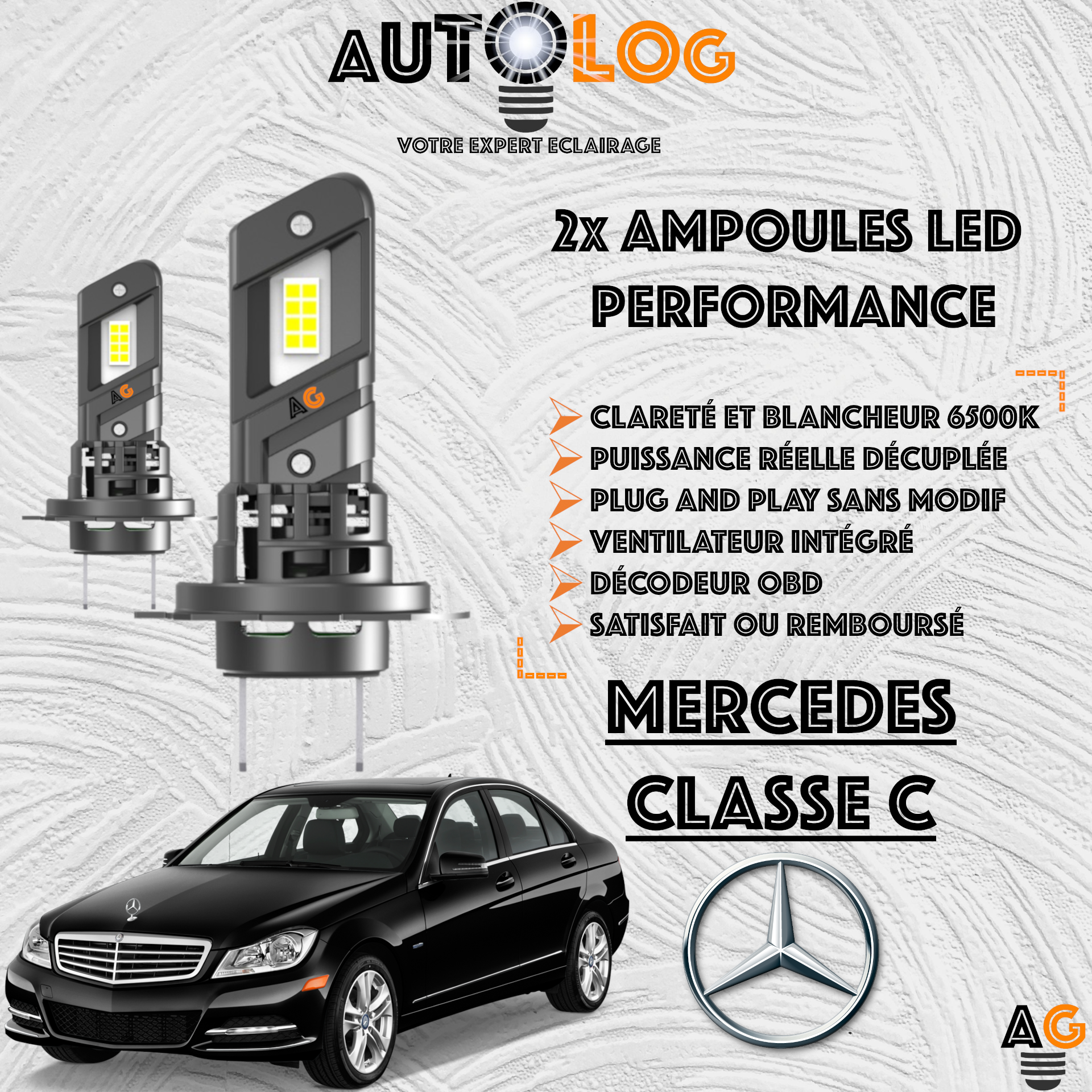 KIT AMPOULE LED MERCEDES CLASSE C