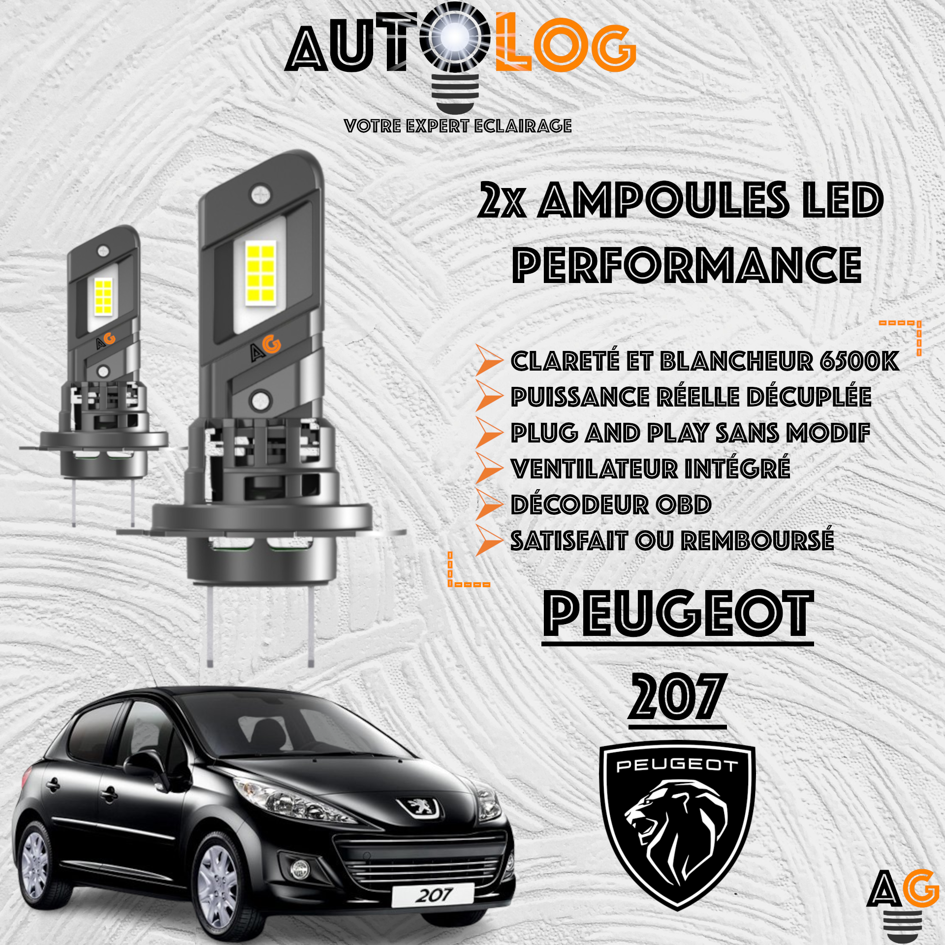KIT AMPOULE LED PEUGEOT 207