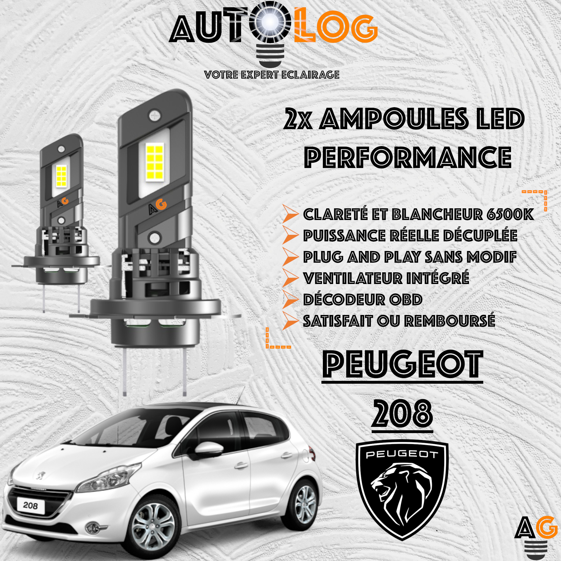 KIT AMPOULE LED PEUGEOT 208