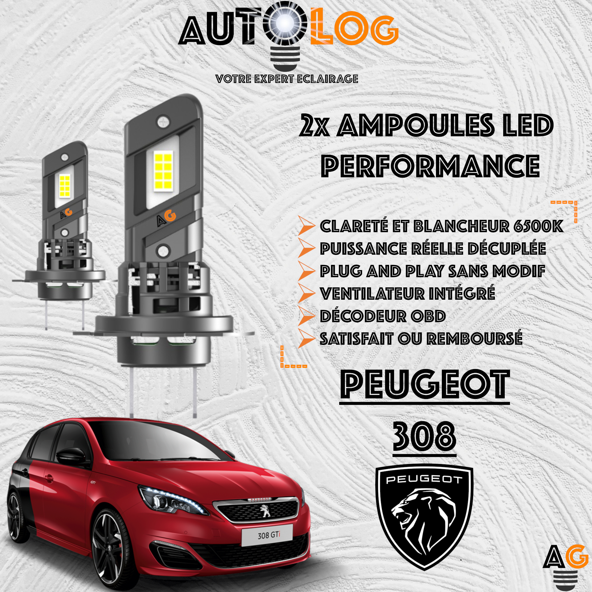 KIT AMPOULE LED PEUGEOT 308