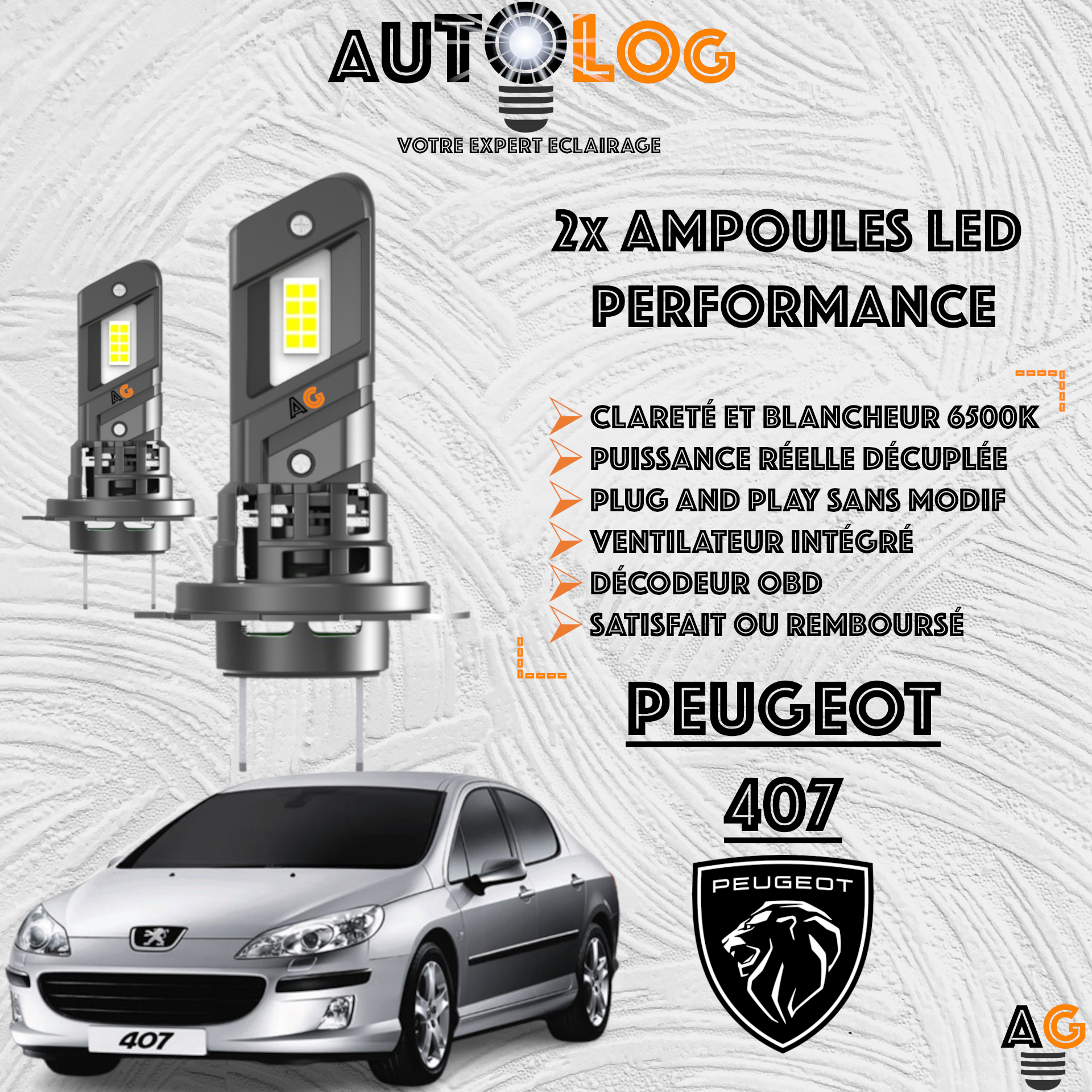 KIT AMPOULE LED PEUGEOT 407