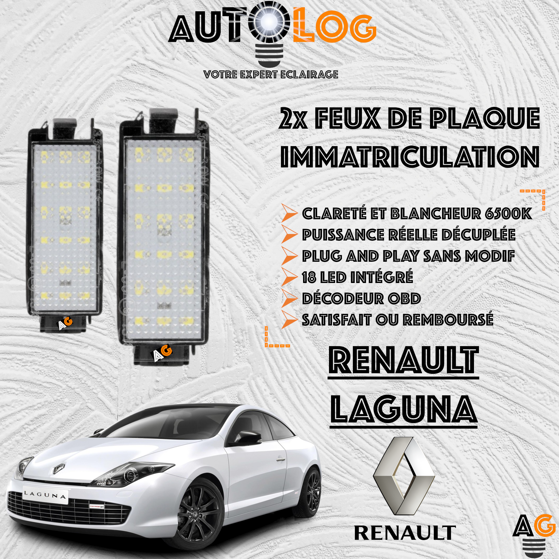 2x Feux de plaque d'immatriculation LED Renault Laguna III