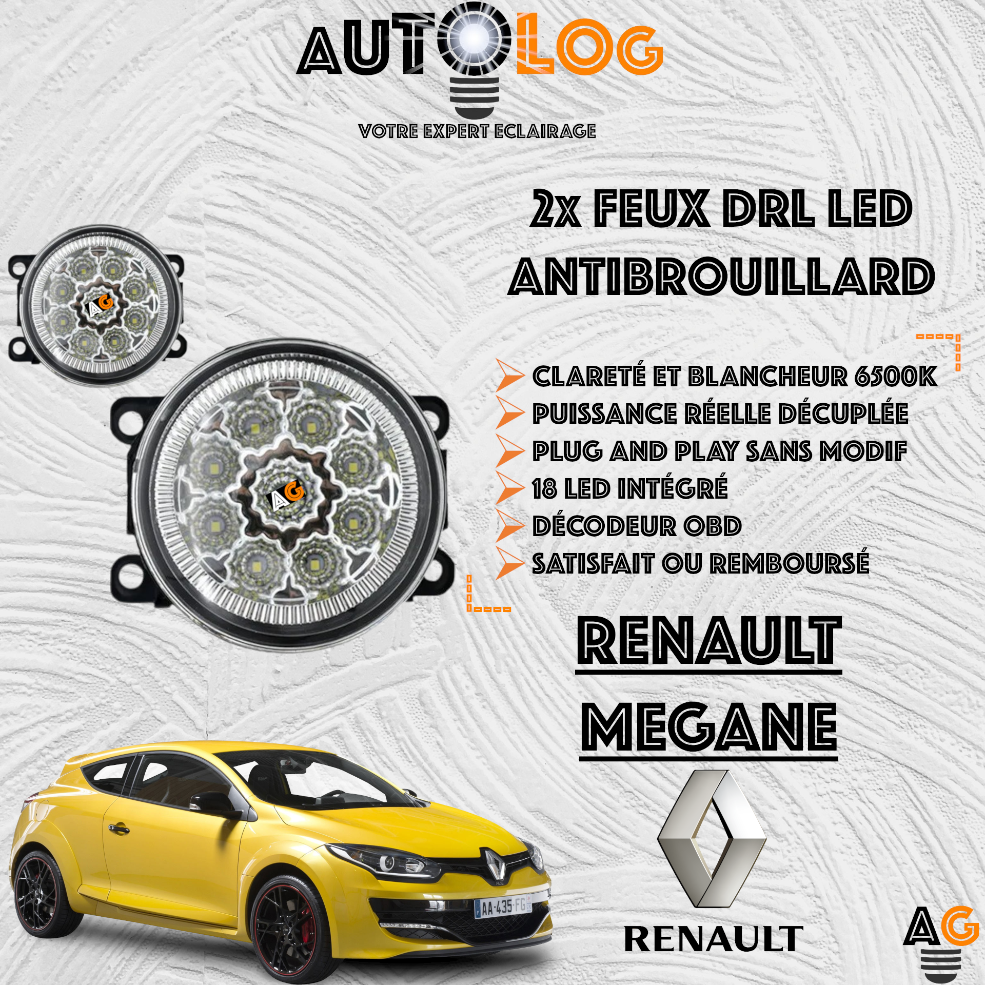2x MODULES ANTIBROUILLARD LED RENAULT MEGANE
