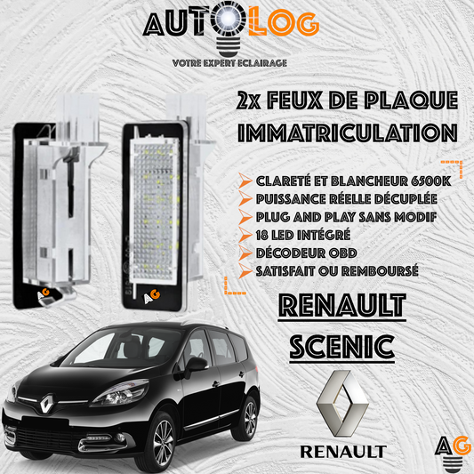 2x Feux de plaque d'immatriculation LED Renault Scenic III