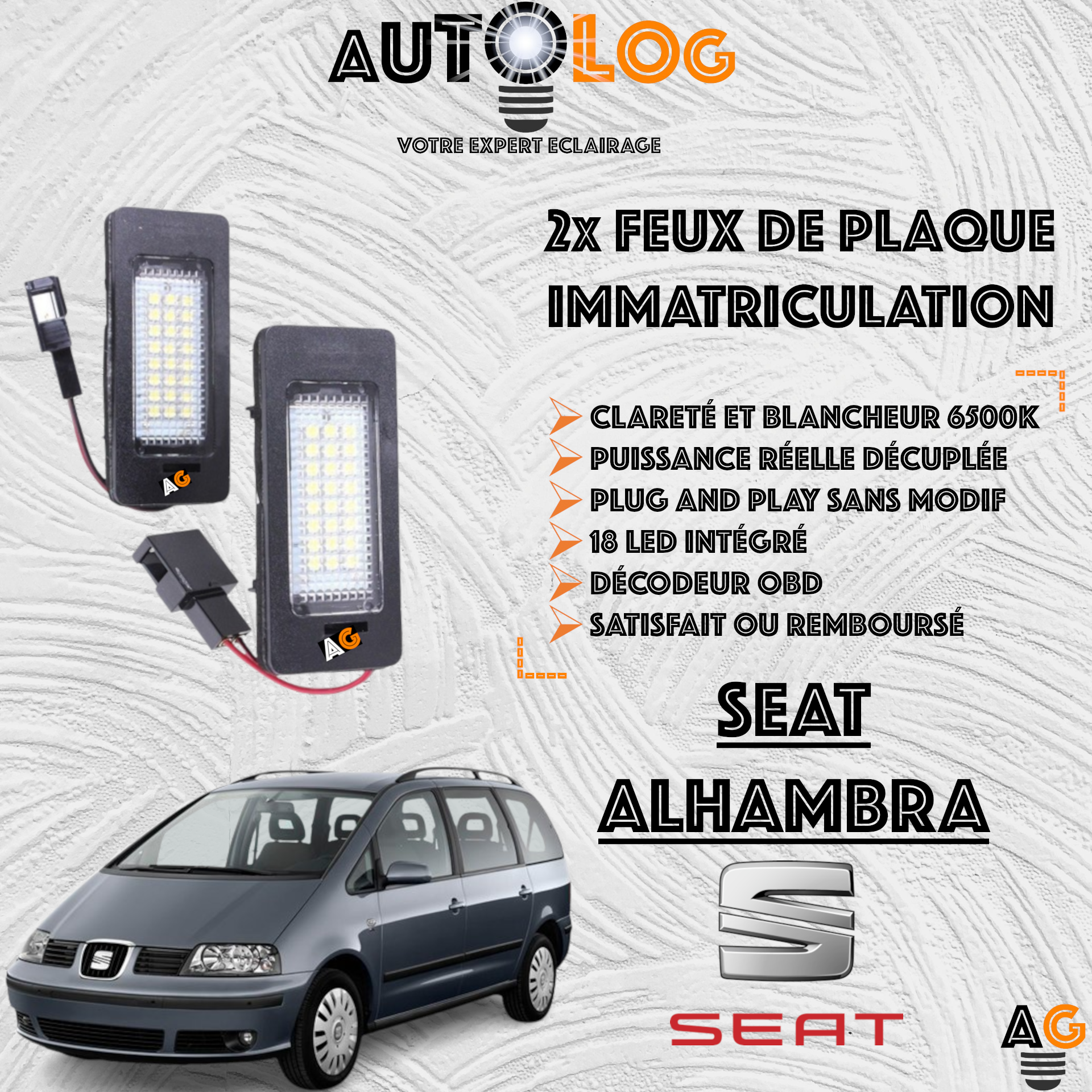 2x Feux de plaque d'immatriculation LED Seat Alhambra