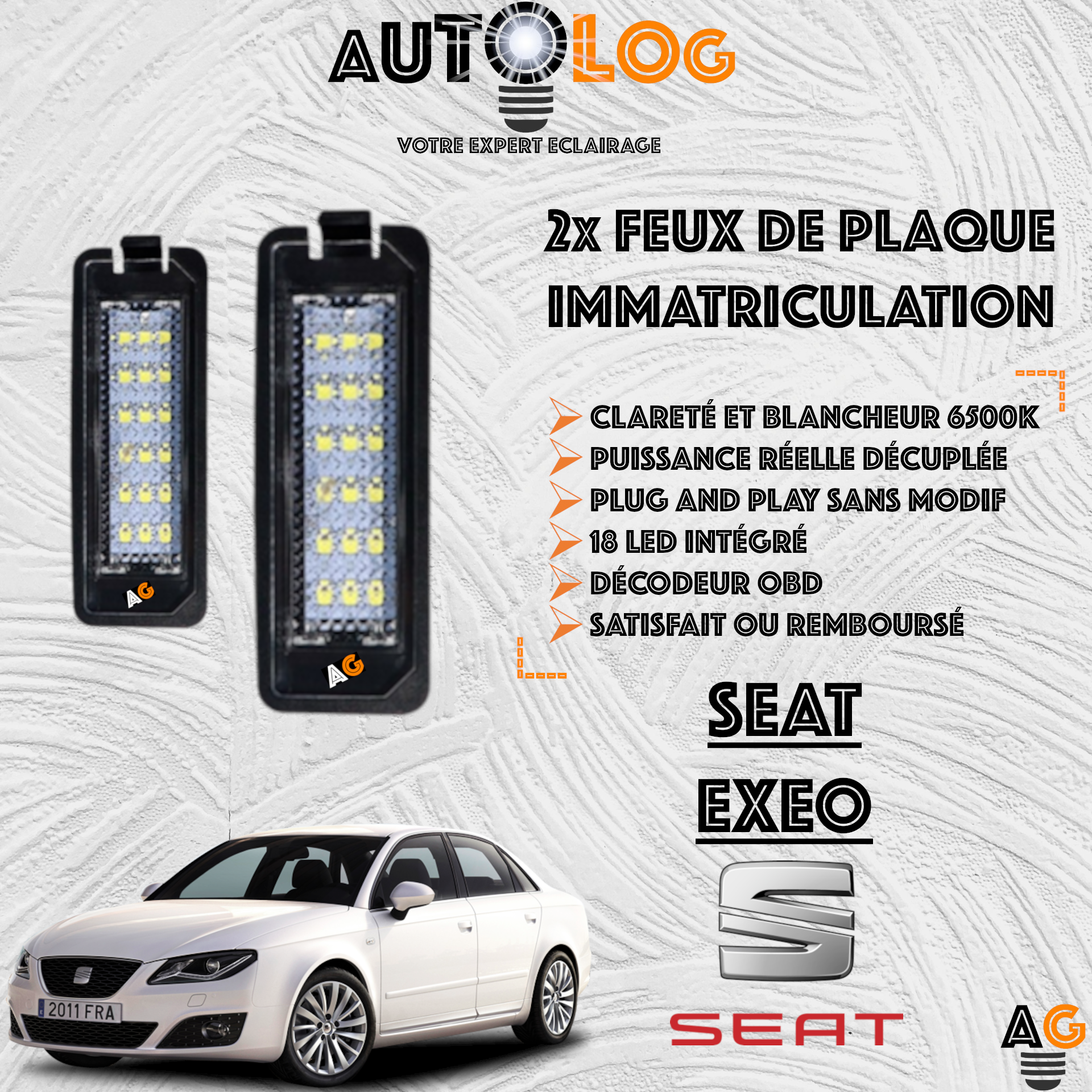 Feux Plaque d'immatriculation LED SEAT EXEO