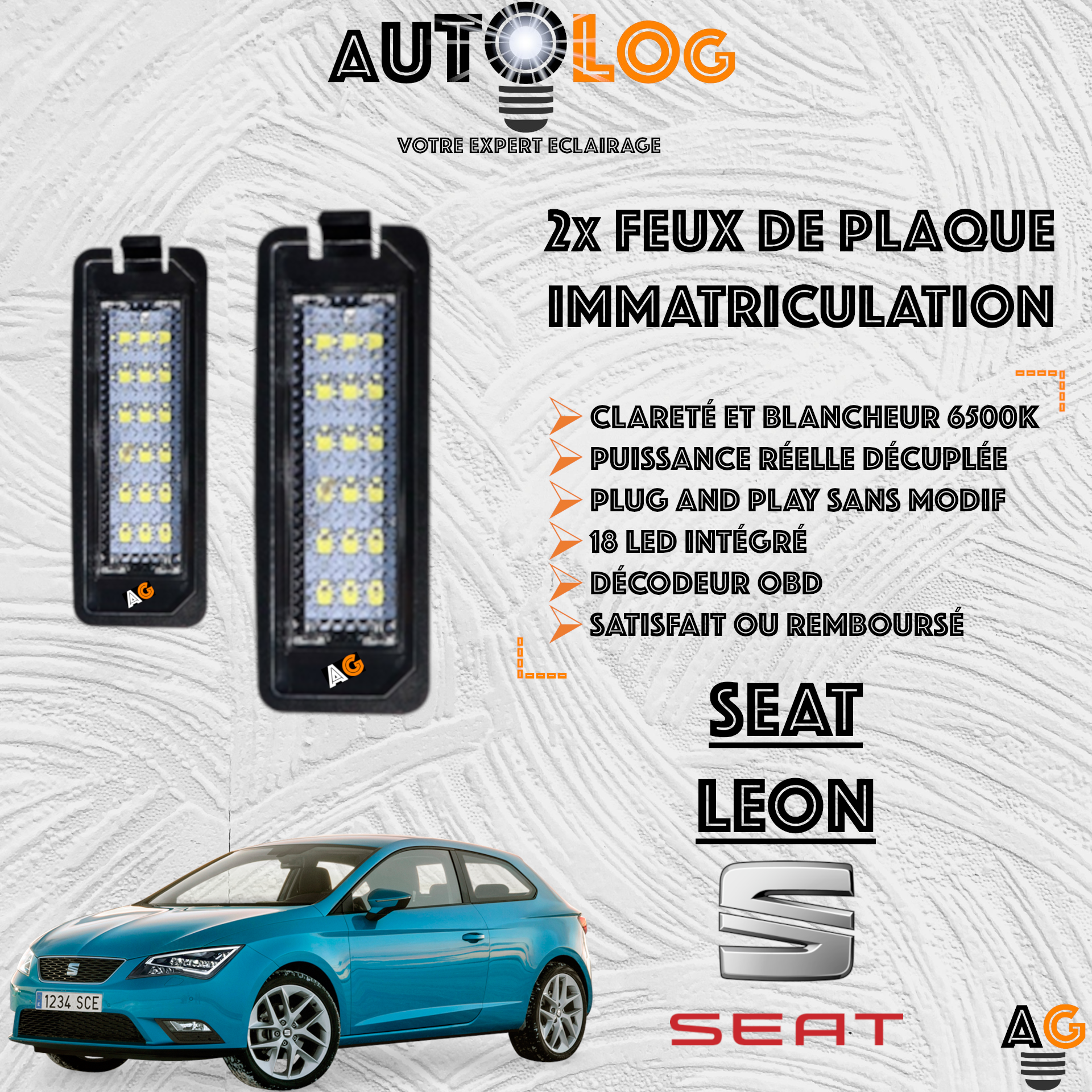Feux Plaque d'immatriculation LED SEAT LEON III