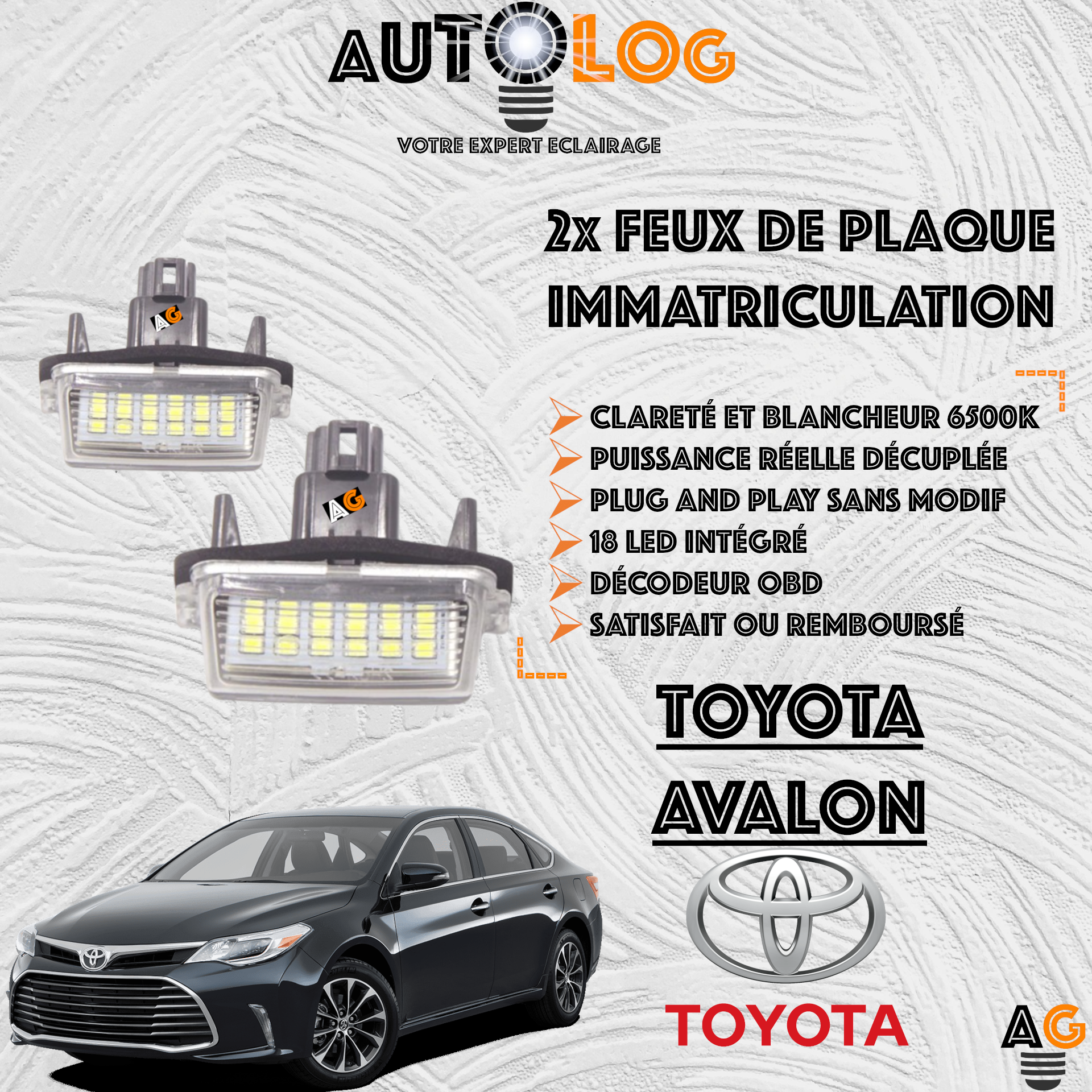2x Feux Plaque d'immatriculation LED TOYOTA AVALON