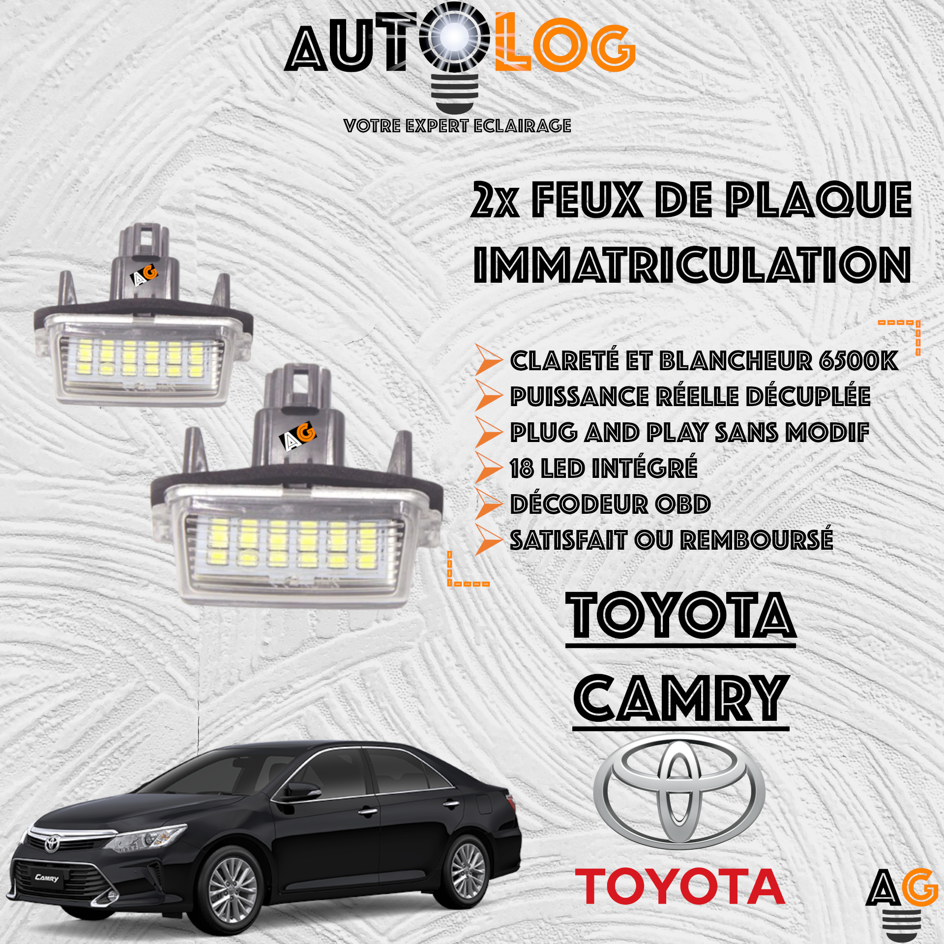 2x Feux Plaque d'immatriculation LED TOYOTA CAMRY