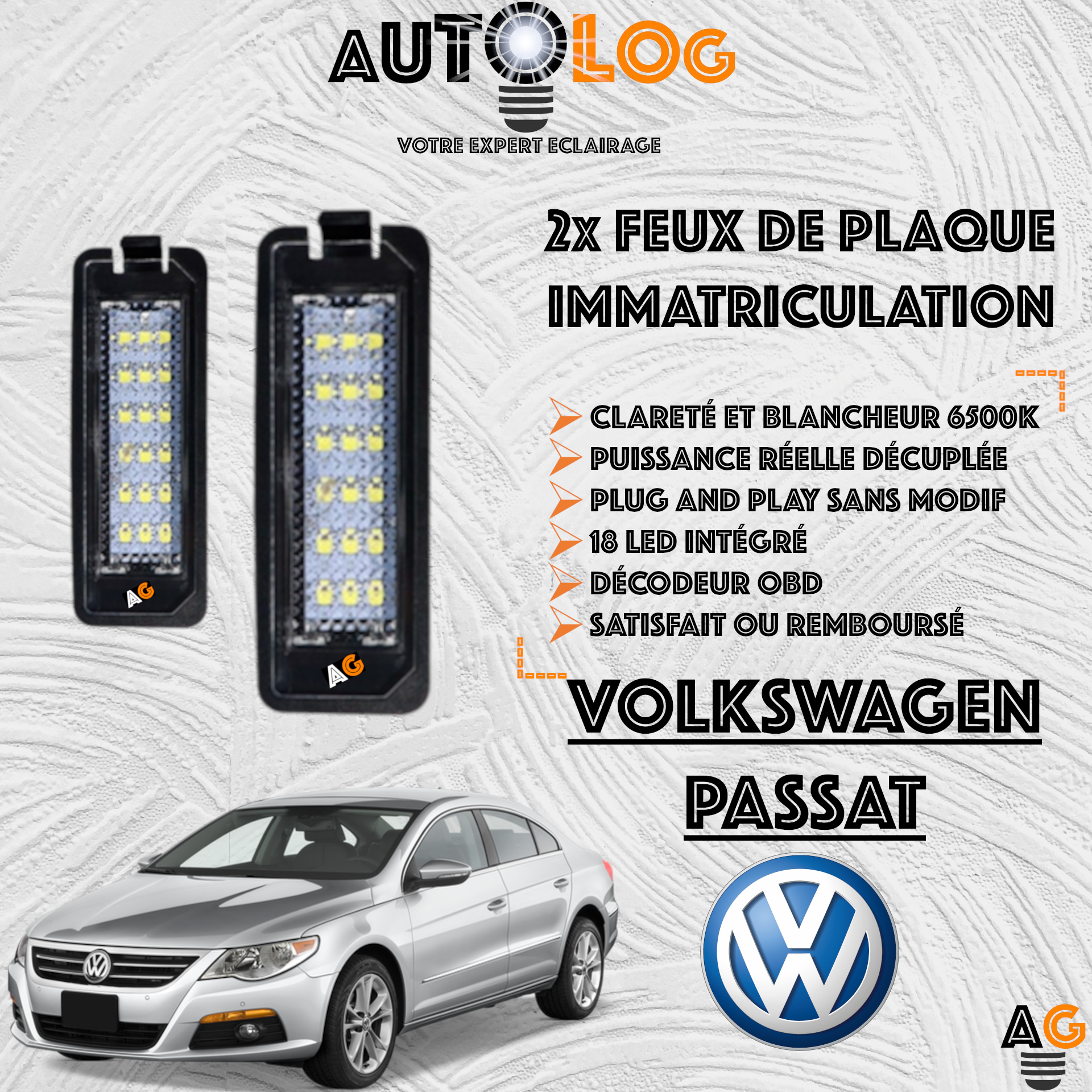 2x Feux Plaque d'immatriculation LED VOLKSWAGEN PASSAT CC