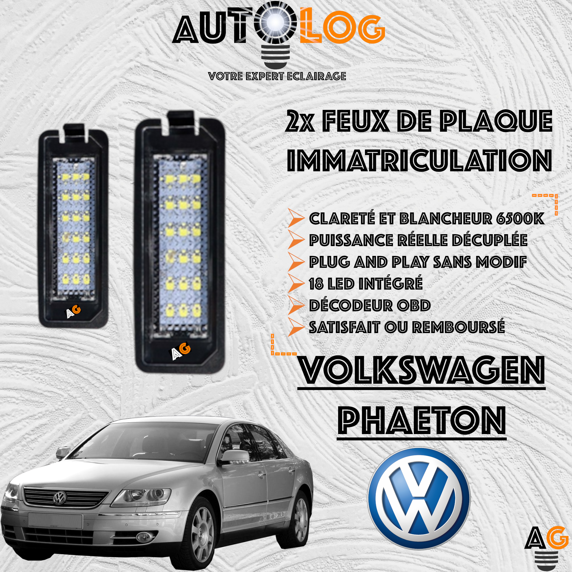 2x Feux Plaque d'immatriculation LED VOLKSWAGEN PHAETON