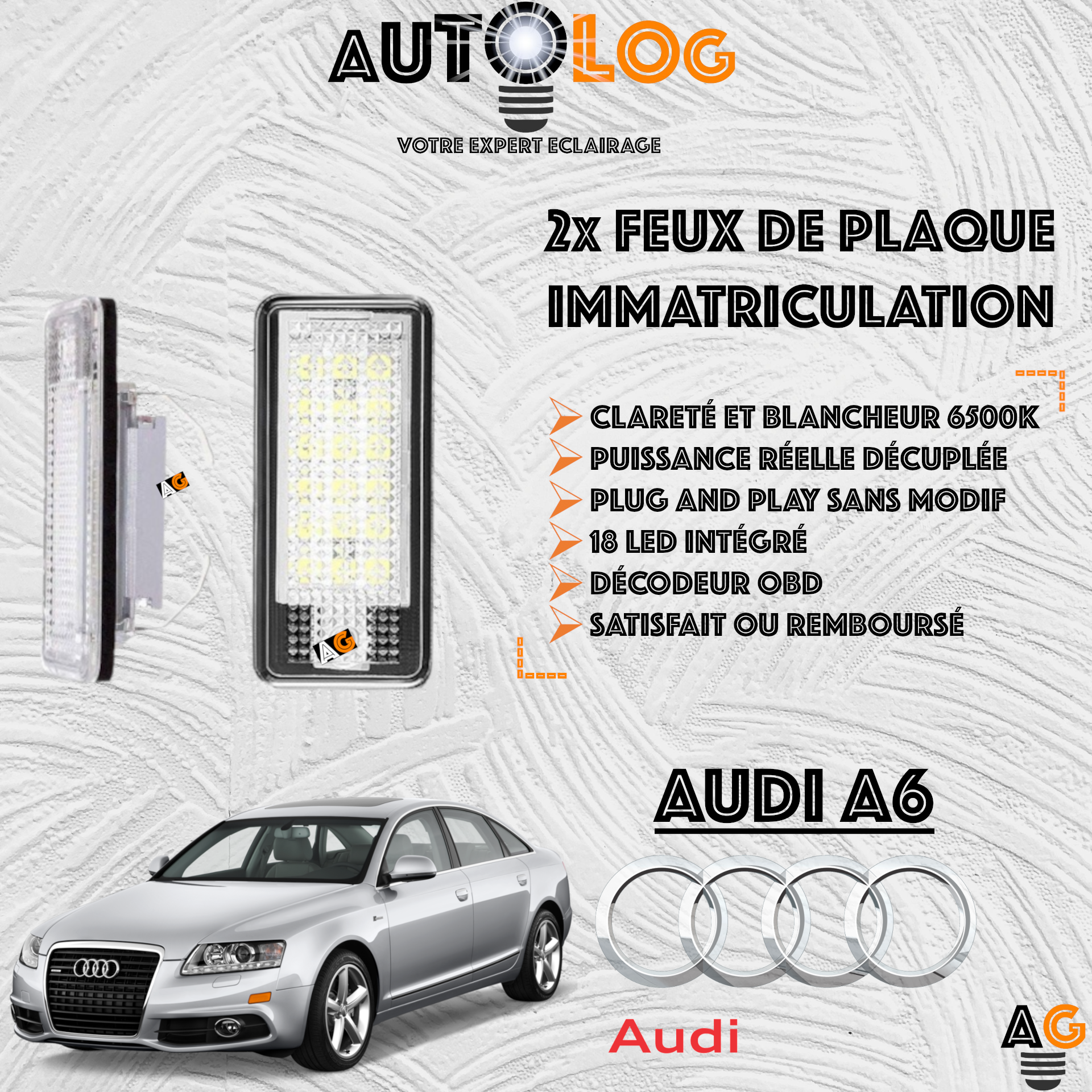 2x Feux de plaque d'immatriculation LED Audi A6