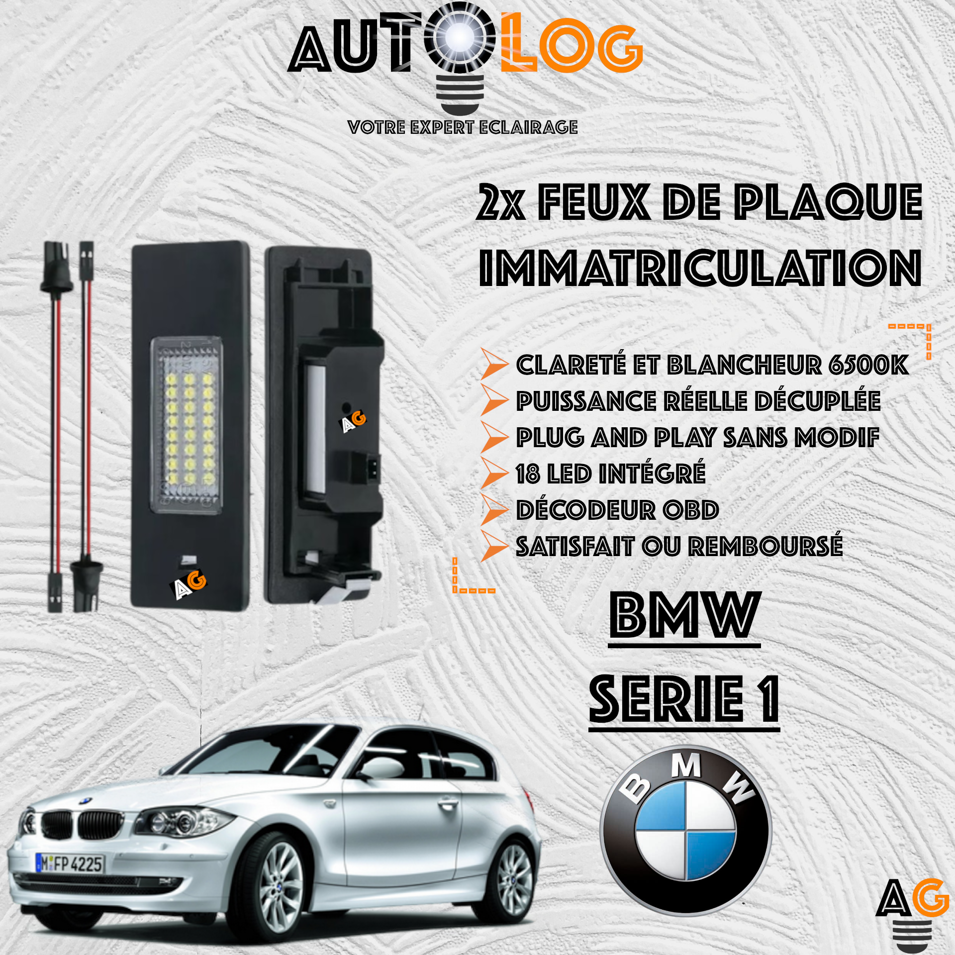2x Feux de plaque d'immatriculation LED BMW Série 1 E81