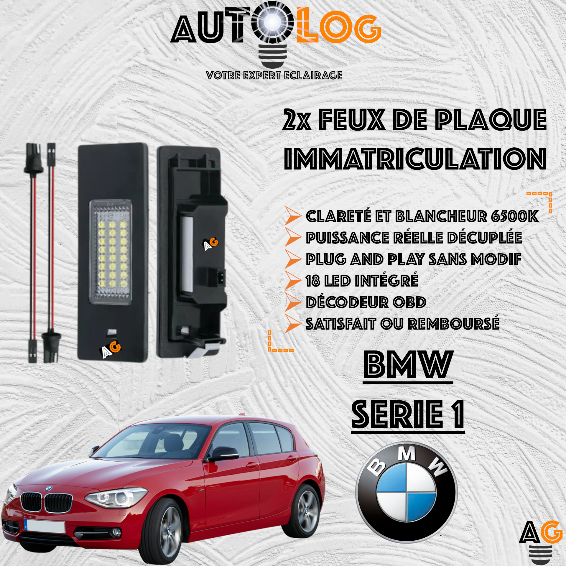 2x Feux de plaque d'immatriculation LED BMW Série 1 F20