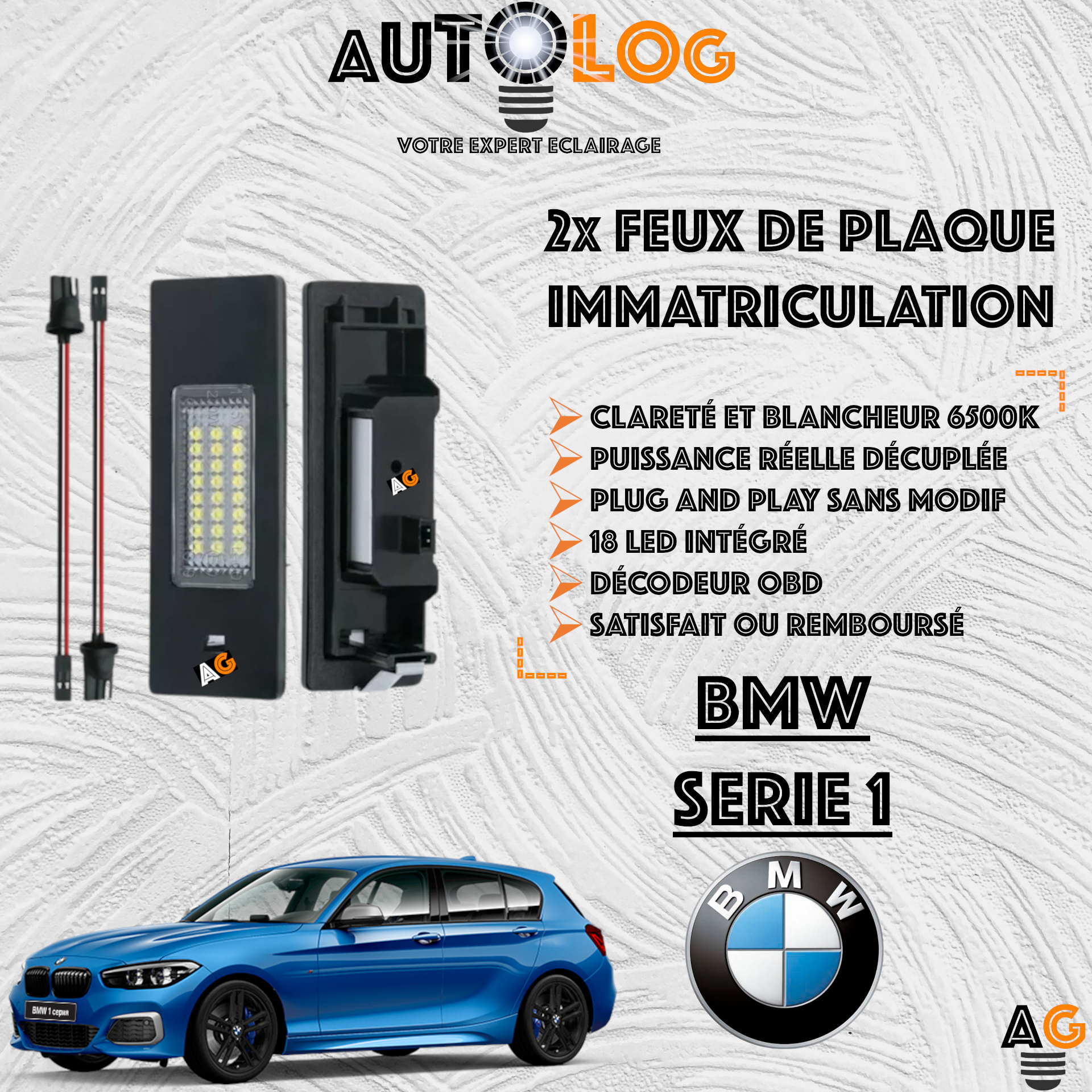 2x Feux de plaque d'immatriculation LED BMW Série 1 F21