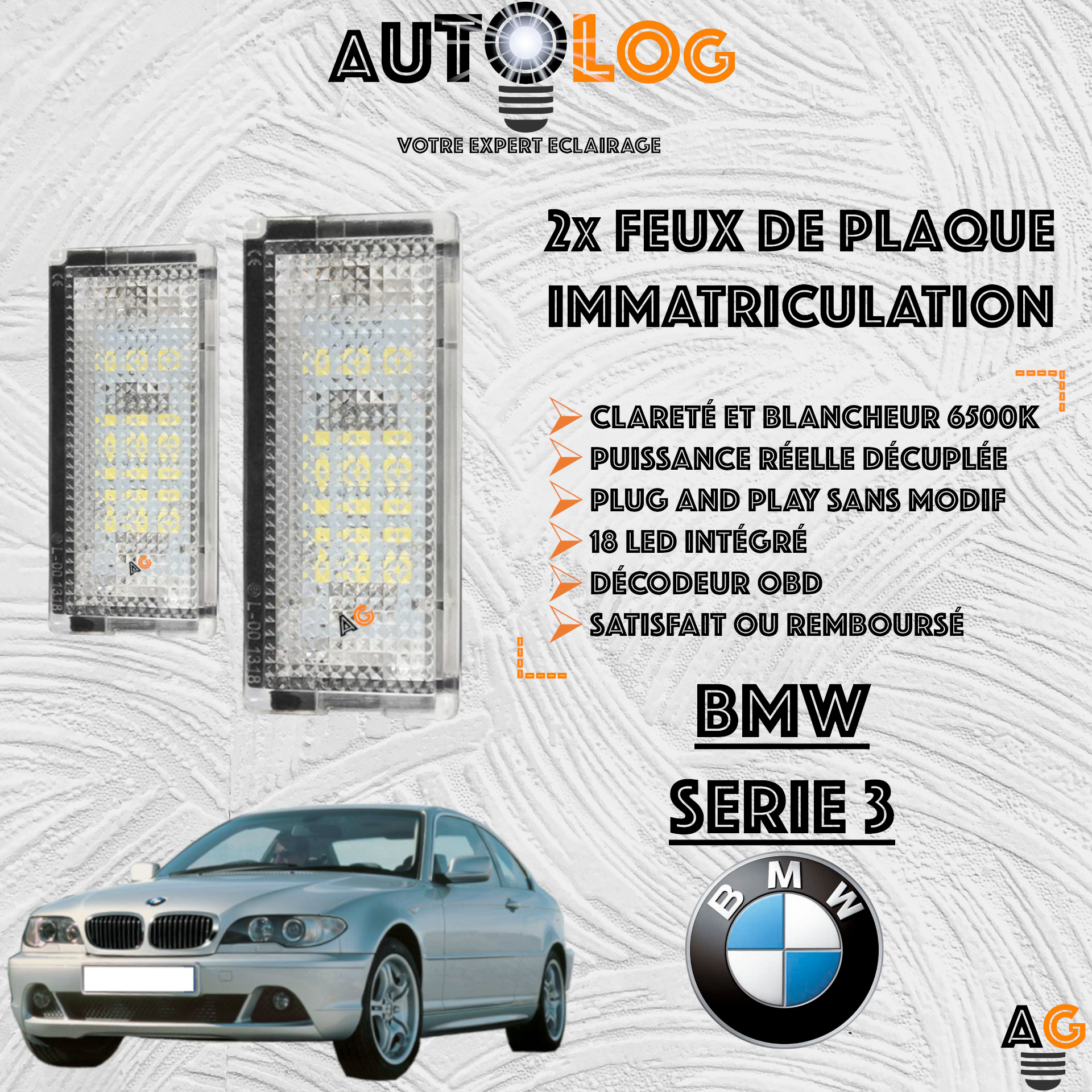 2x Feux de plaque d'immatriculation LED BMW Serie 3 E46