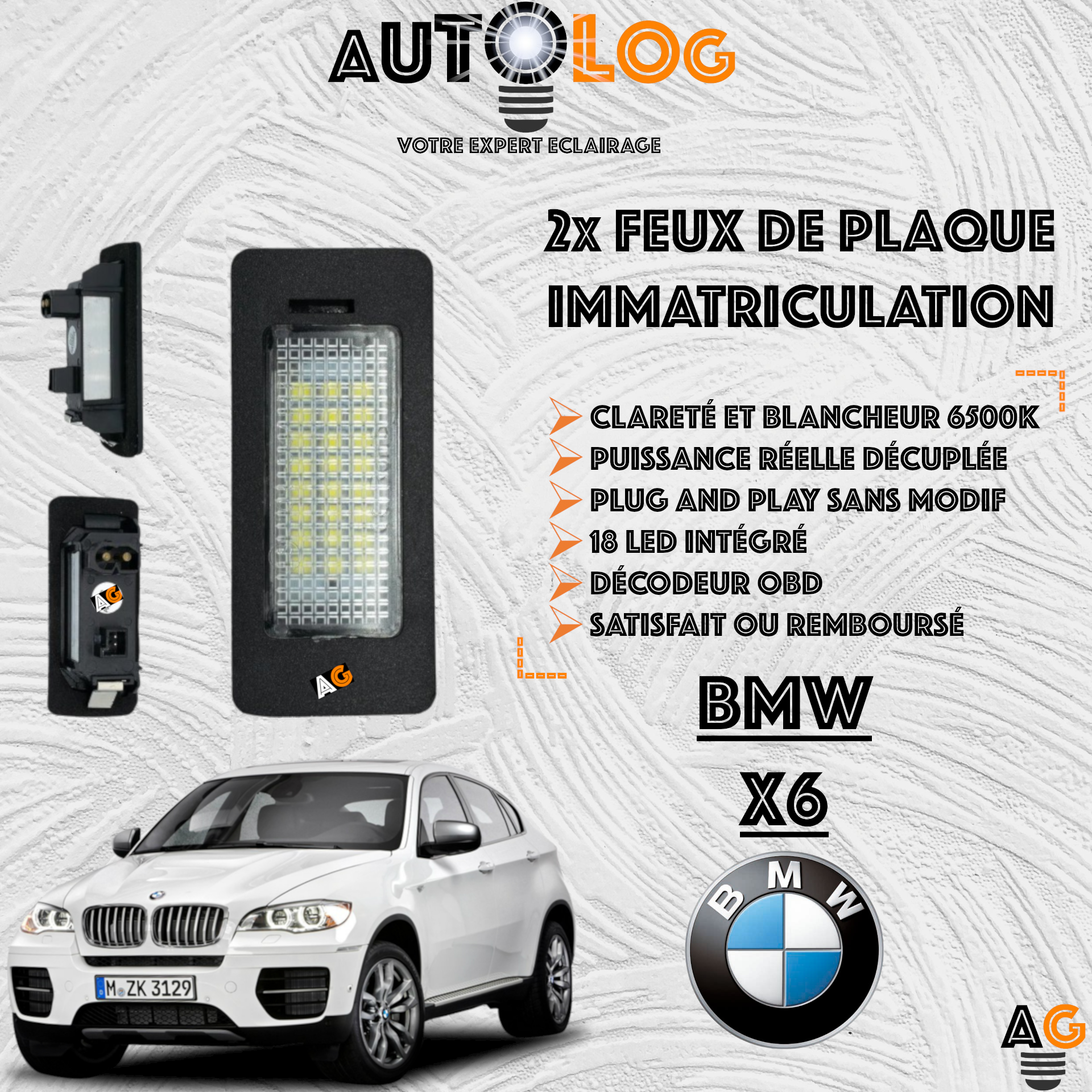 2x Feux de plaque d'immatriculation LED BMW X6