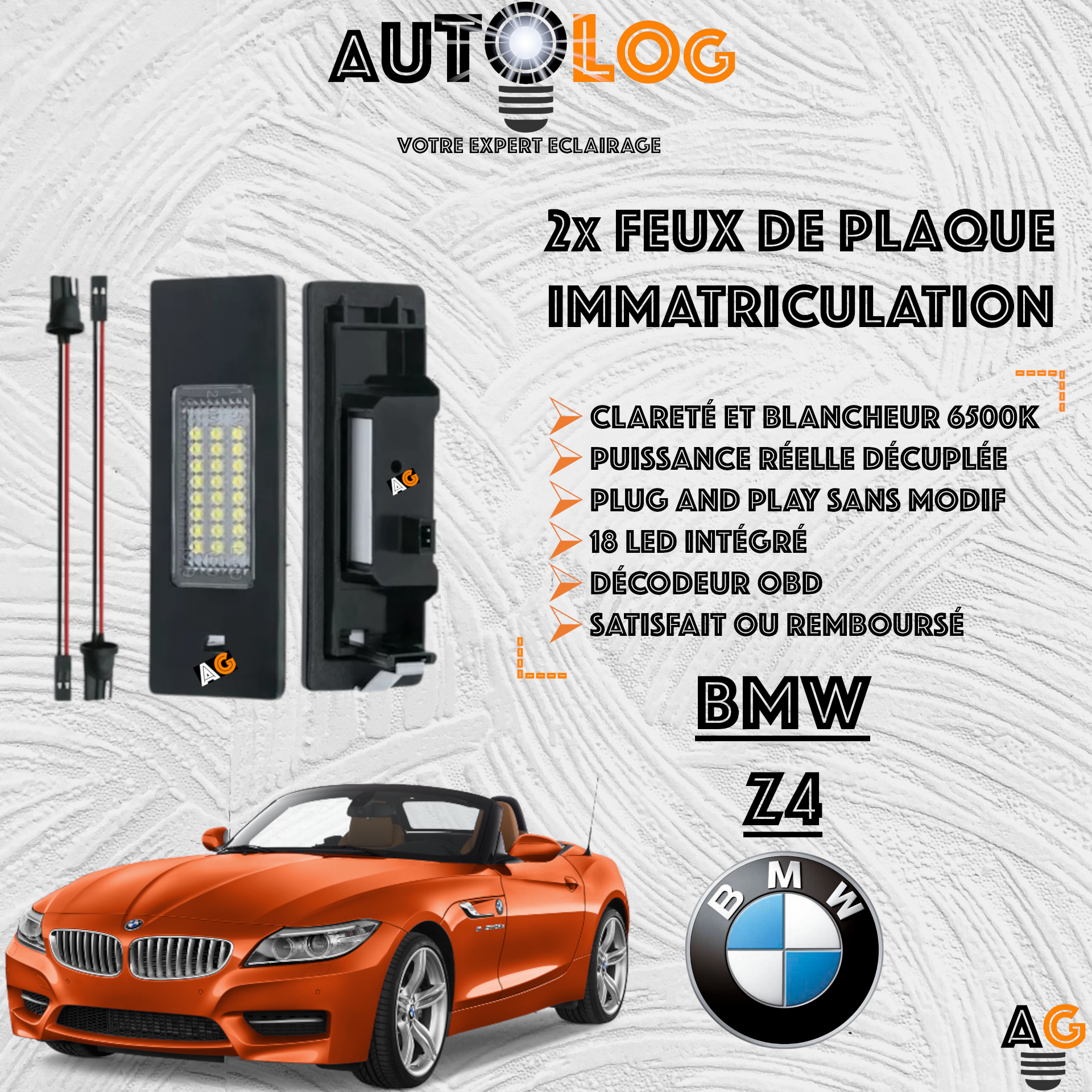 2x Feux de plaque d'immatriculation LED BMW Z4 E85