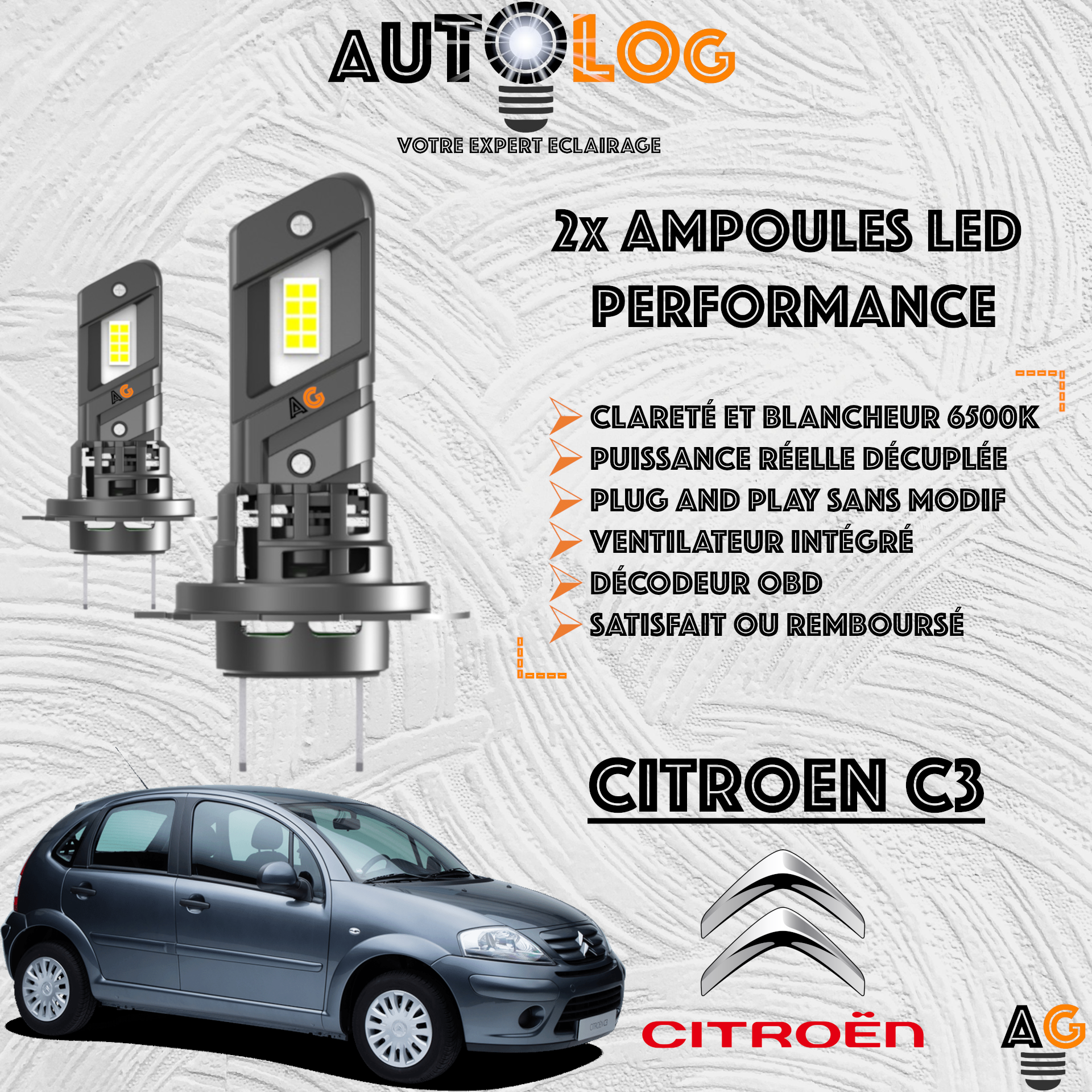 KIT AMPOULE LED CITROEN C3