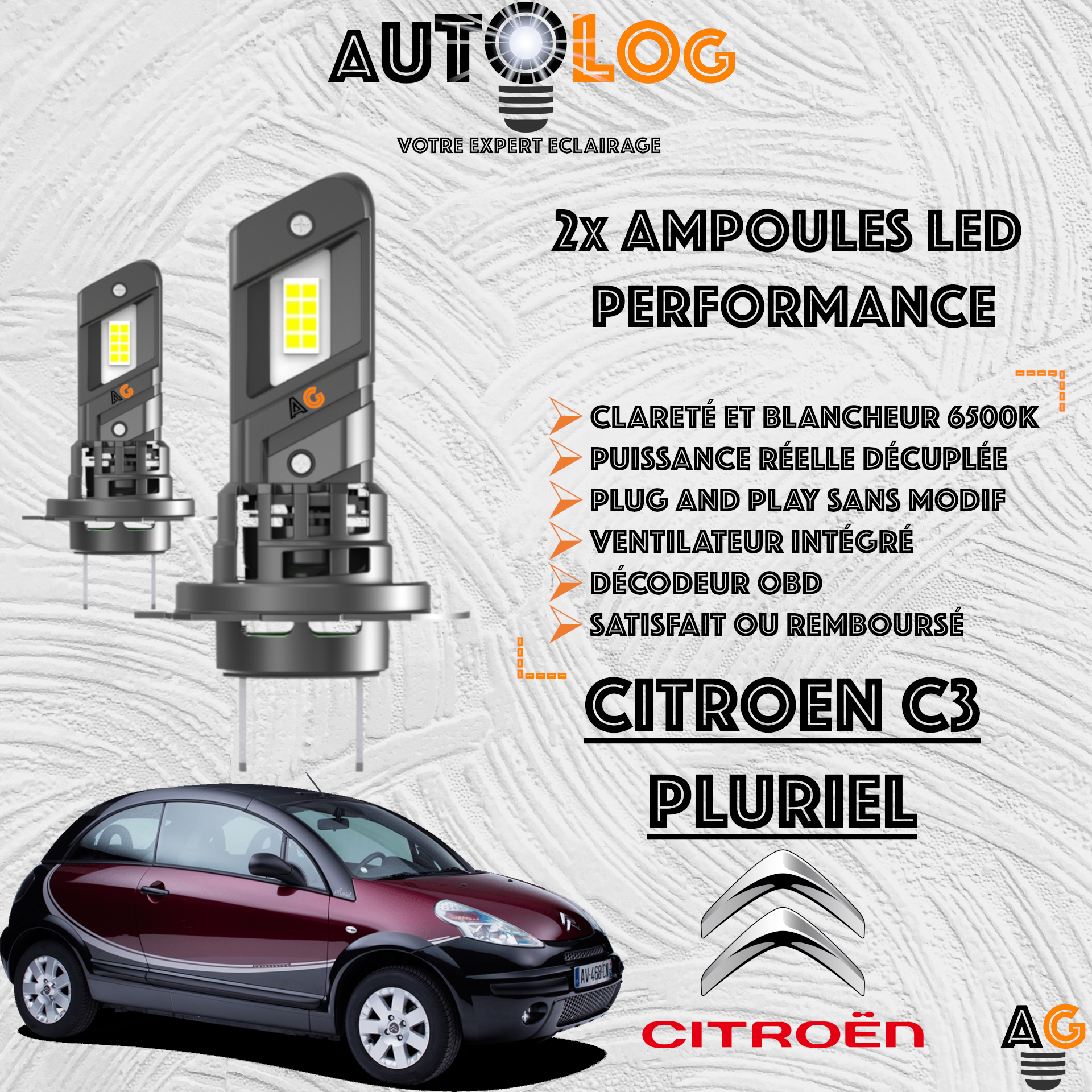 KIT AMPOULE LED CITROEN C3 PLURIEL