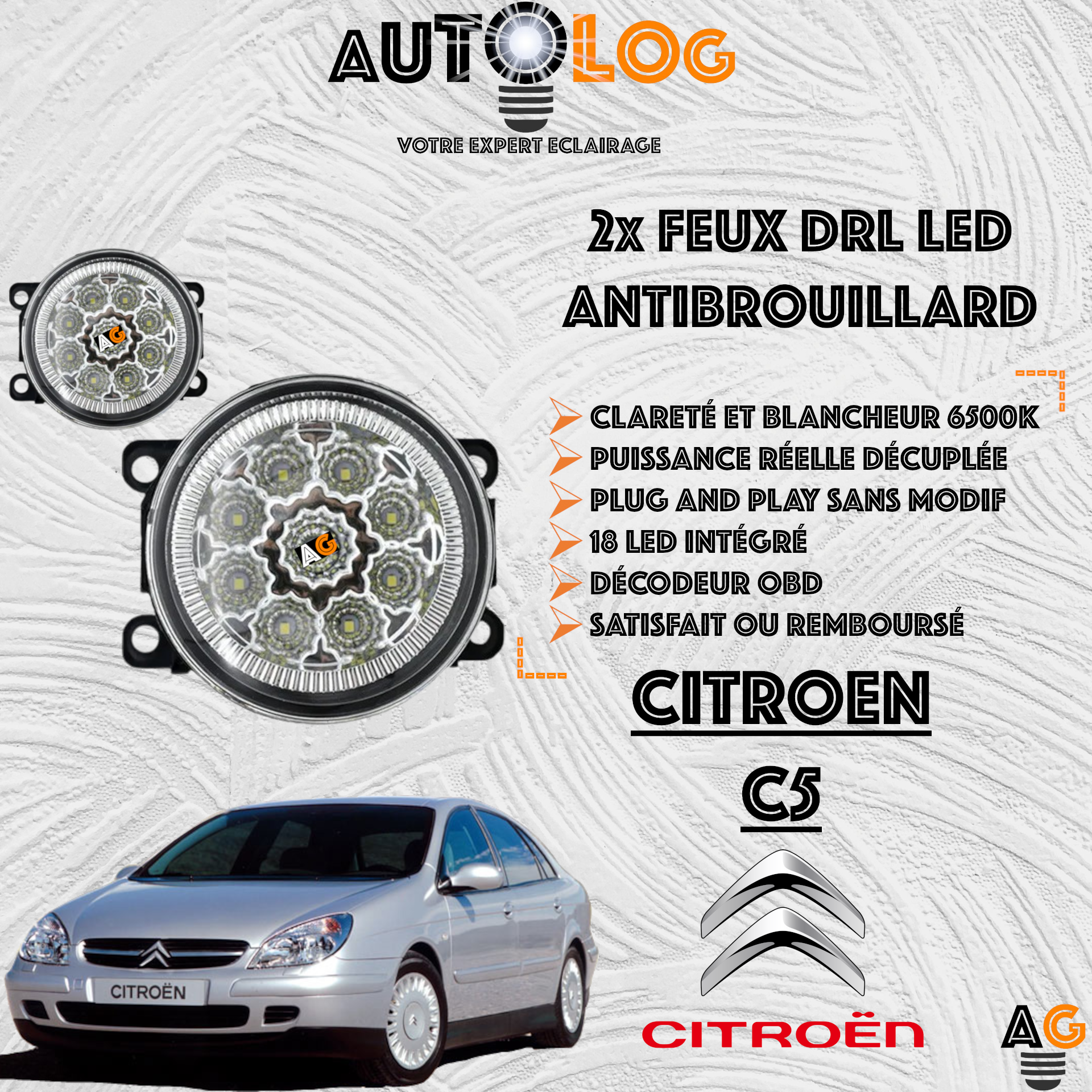 2x MODULES ANTIBROUILLARD LED CITROEN C5
