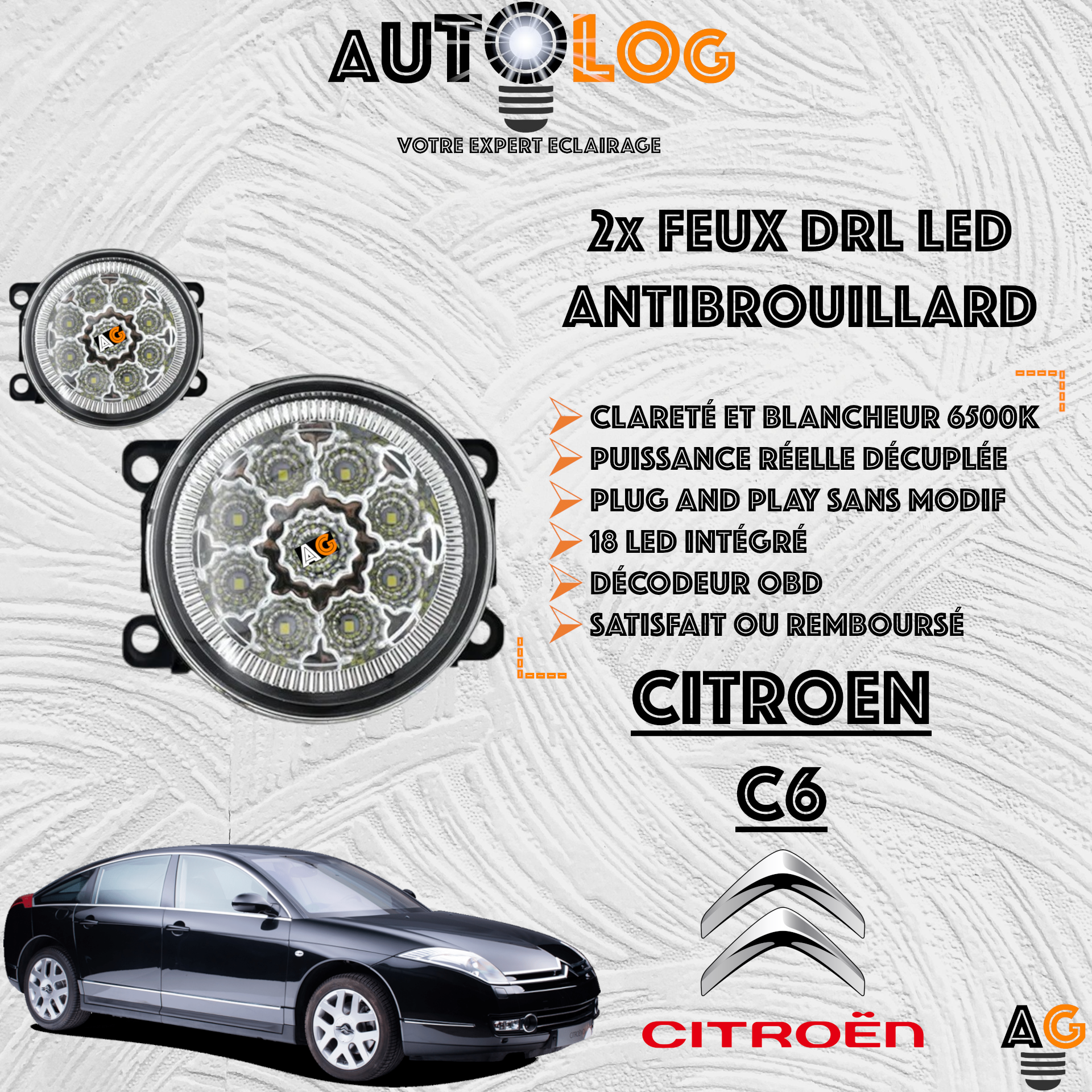 2x MODULES ANTIBROUILLARD LED CITROEN C6