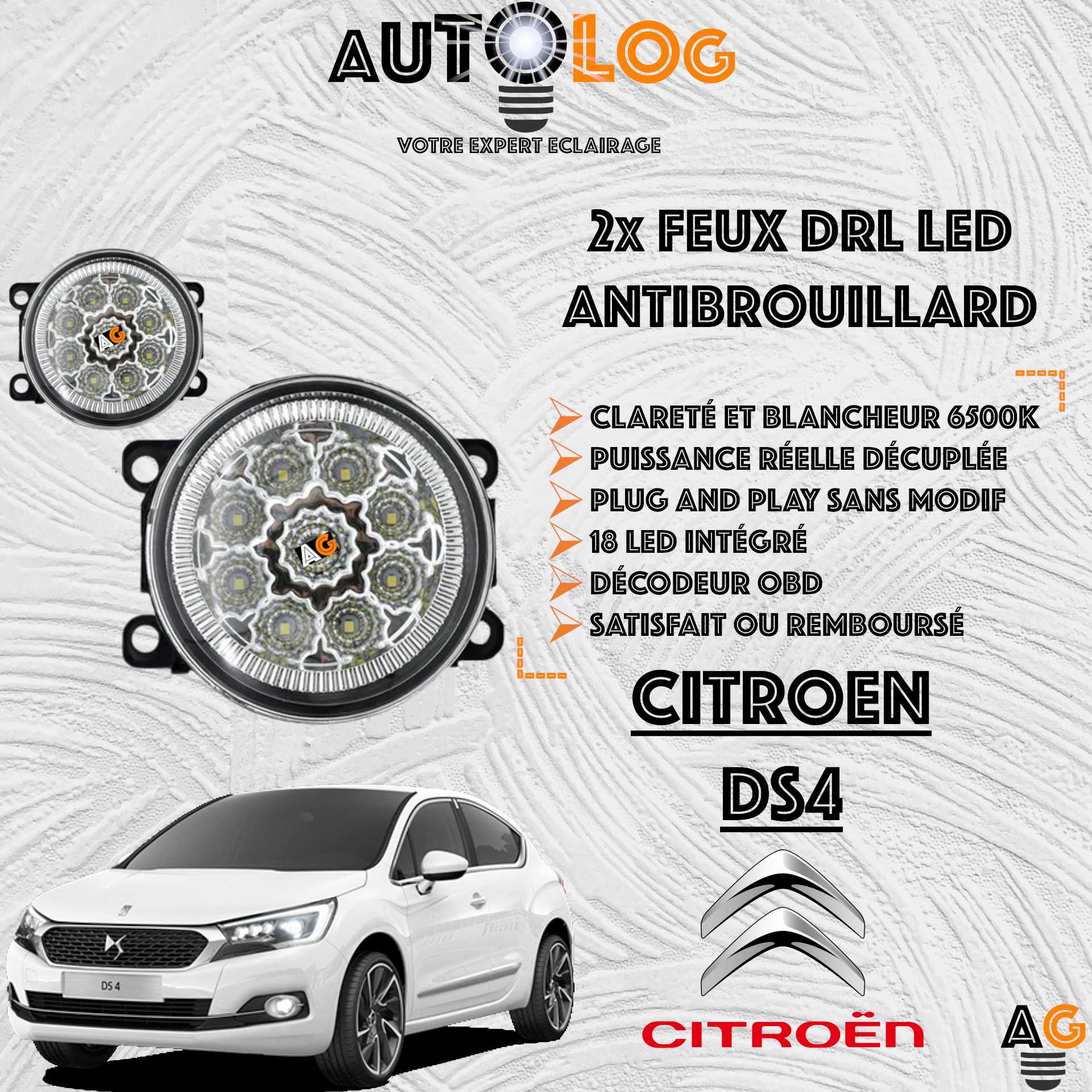 2x MODULES ANTIBROUILLARD LED CITROEN DS4