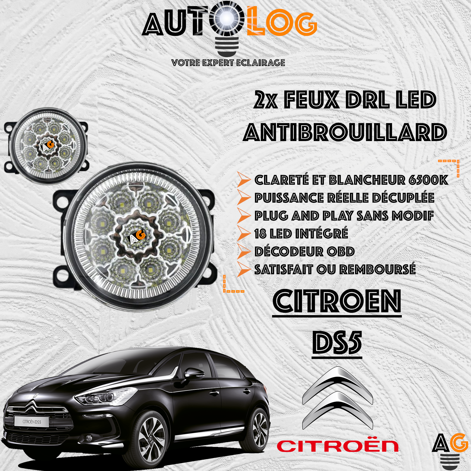 2x MODULES ANTIBROUILLARD LED CITROEN DS5