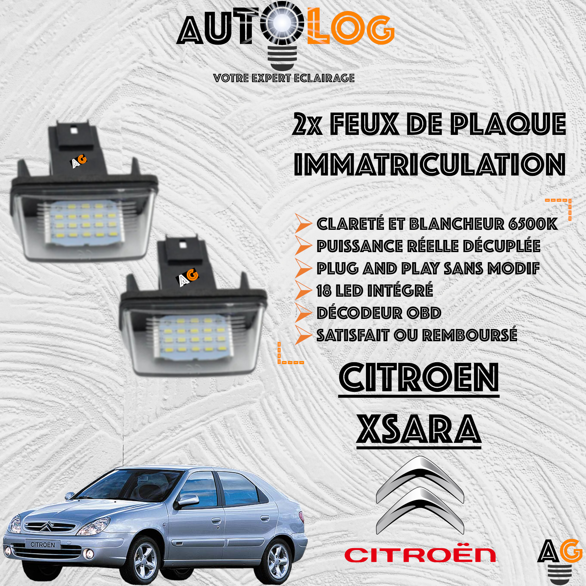 Feux Plaque d'immatriculation LED CITROËN XSARA II