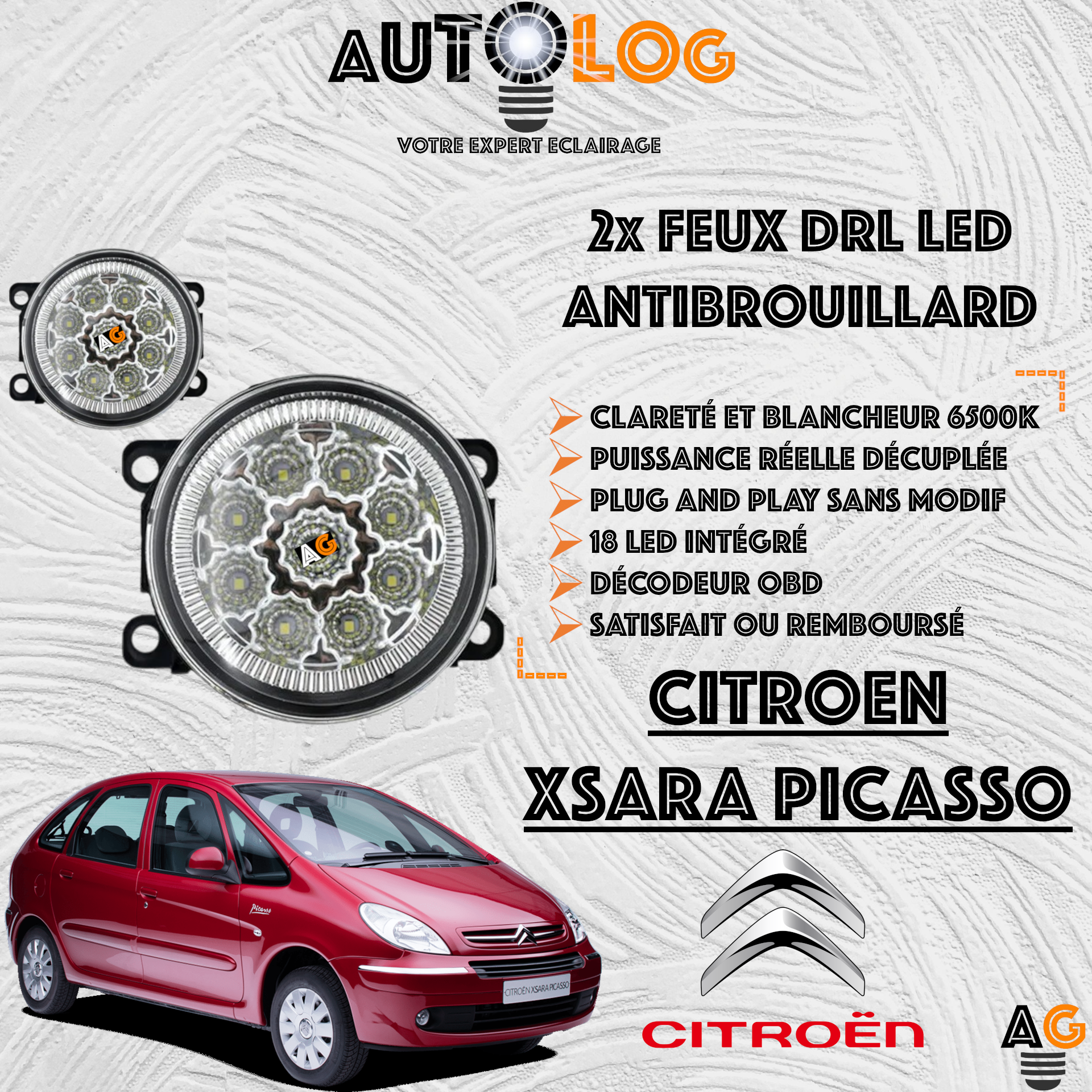 2x MODULES ANTIBROUILLARD LED CITROEN XSARA PICASSO