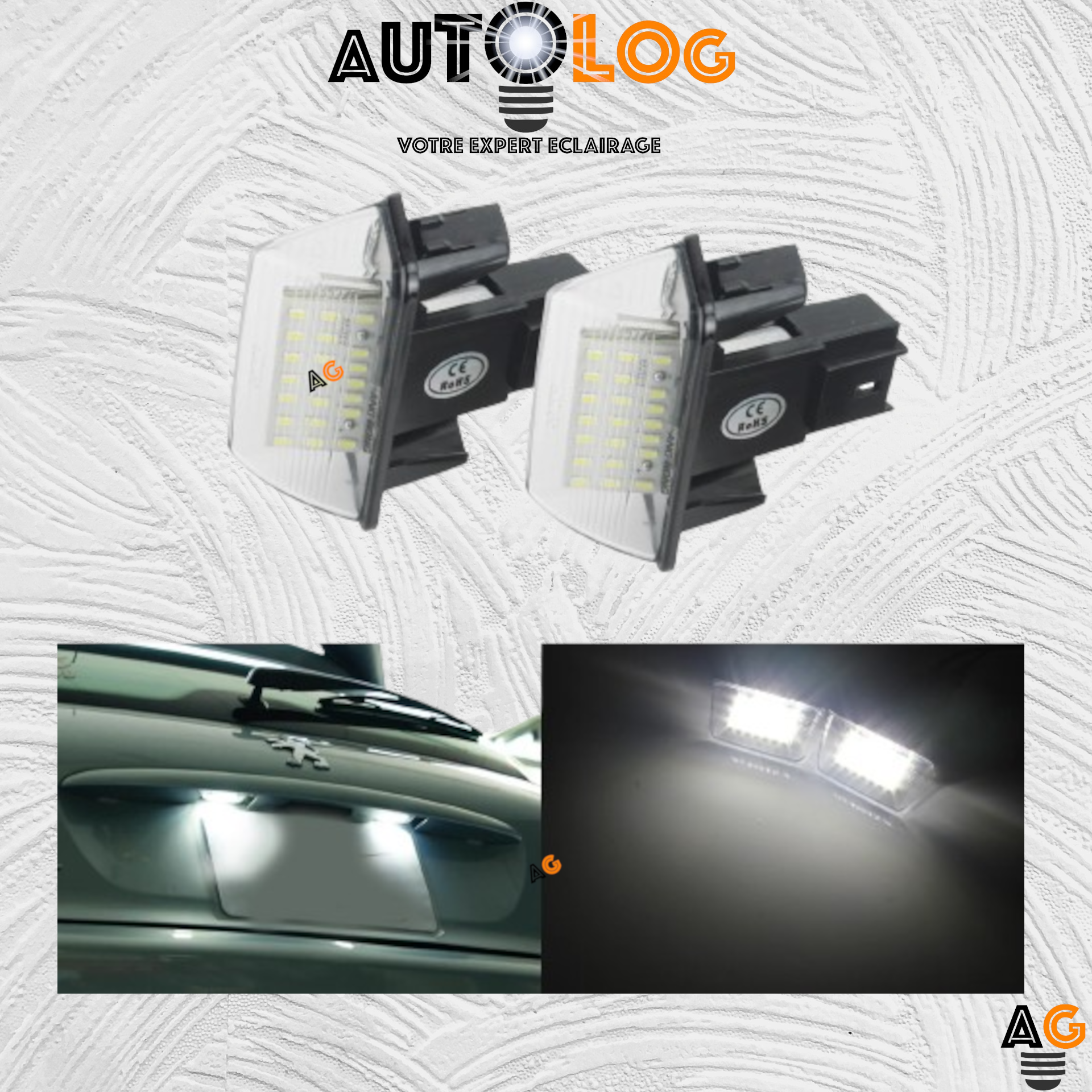 2x Feux de plaque d'immatriculation LED Peugeot Partner I