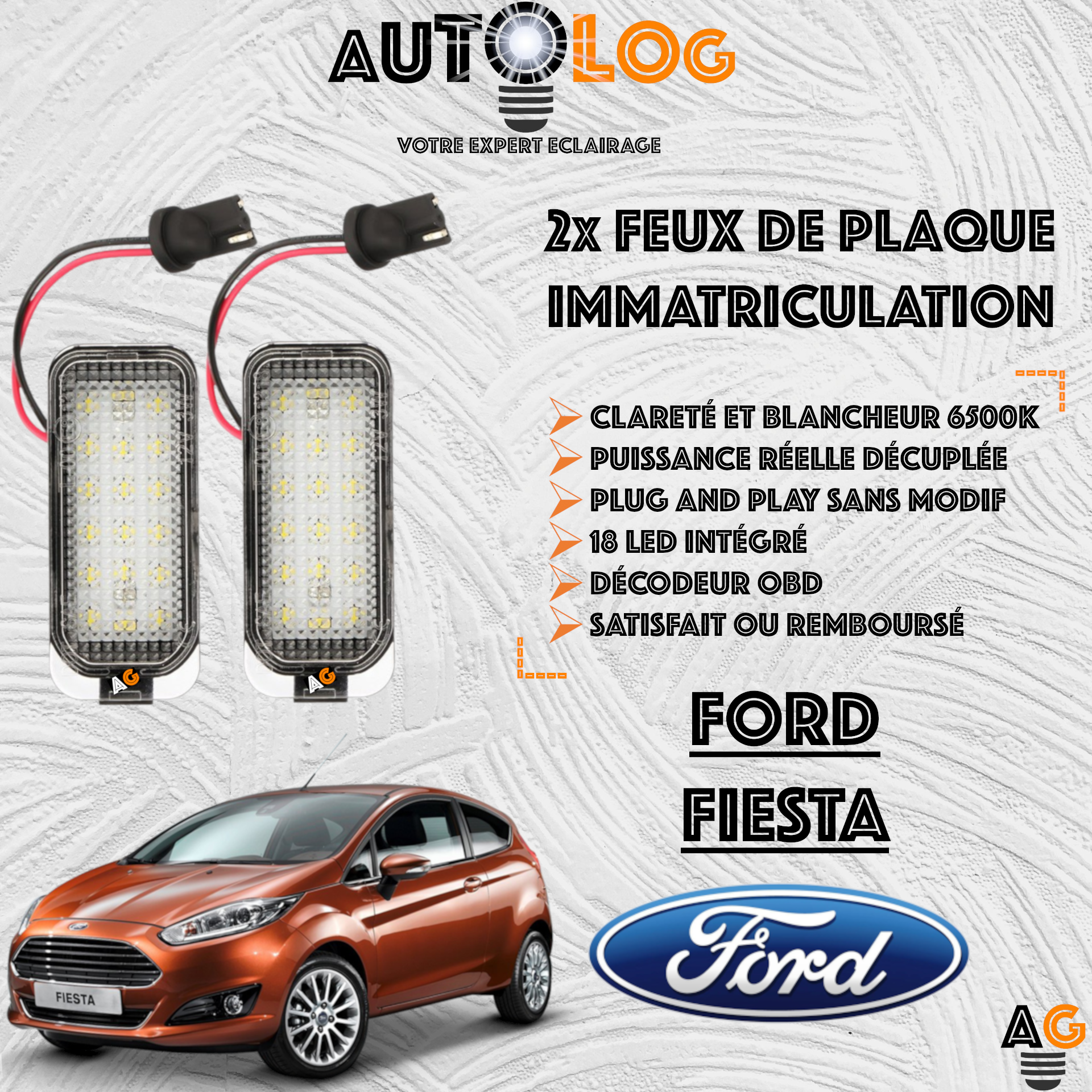 Feux Plaque d'immatriculation LED FORD FIESTA VII